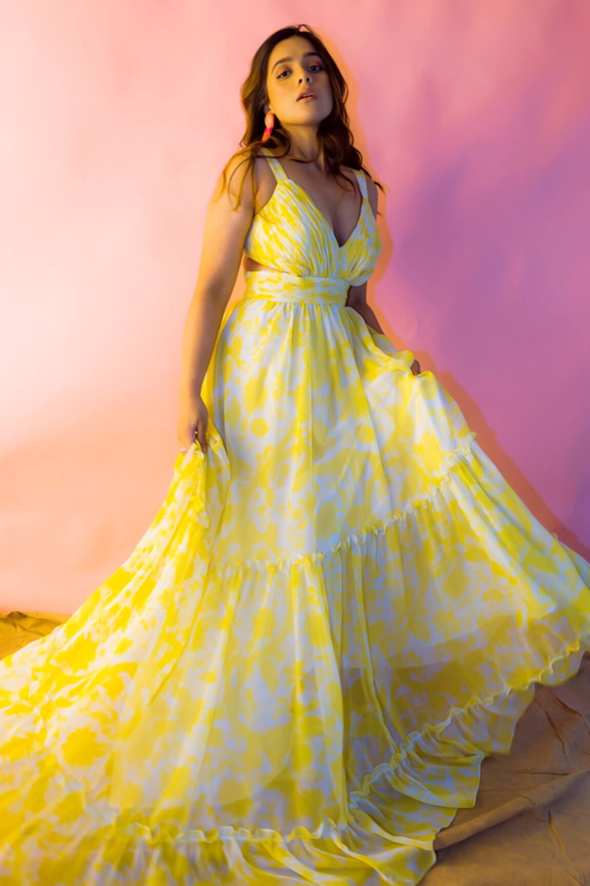 Ranbir Mukherjee Calcutta Abstract Print Layered Dress 