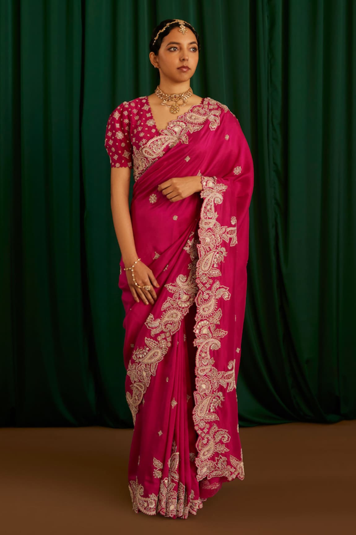 Mrunalini Rao Tarini Hand Embroidered Saree With Blouse