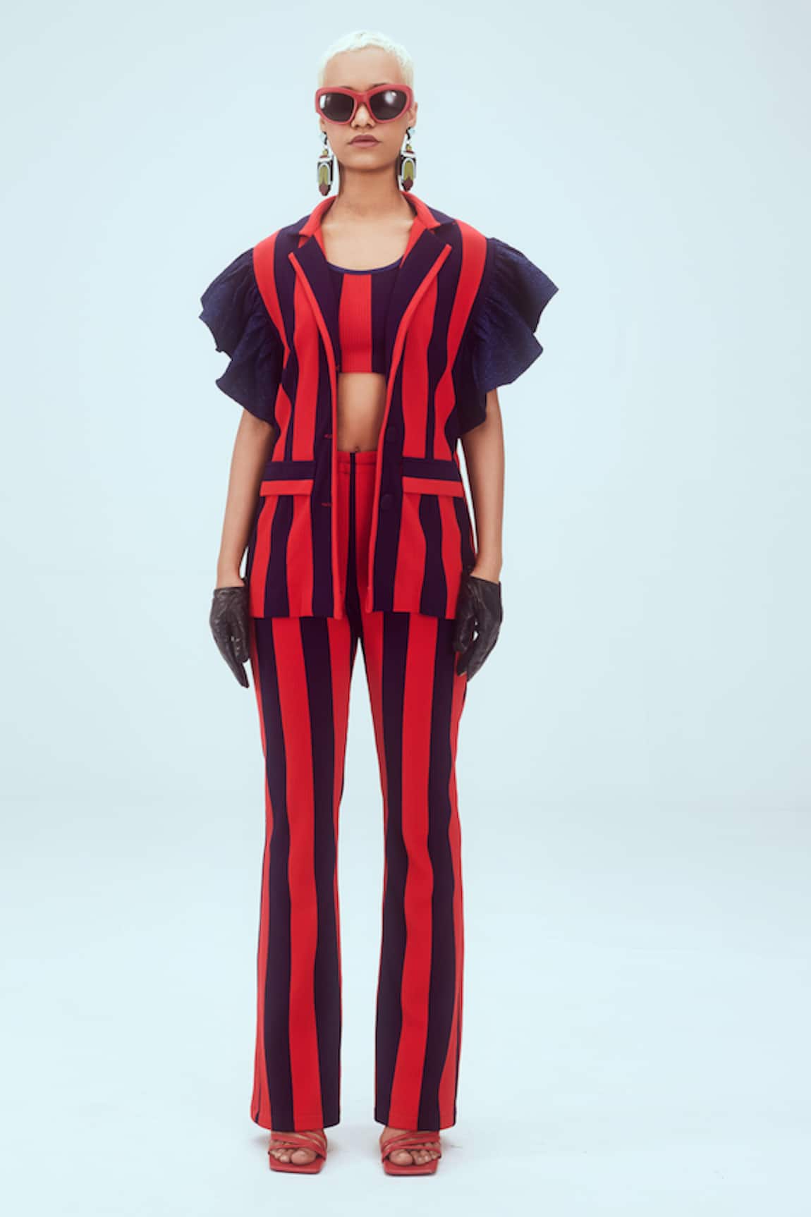 Mai Tai Stripe Pattern Blazer Pant Set