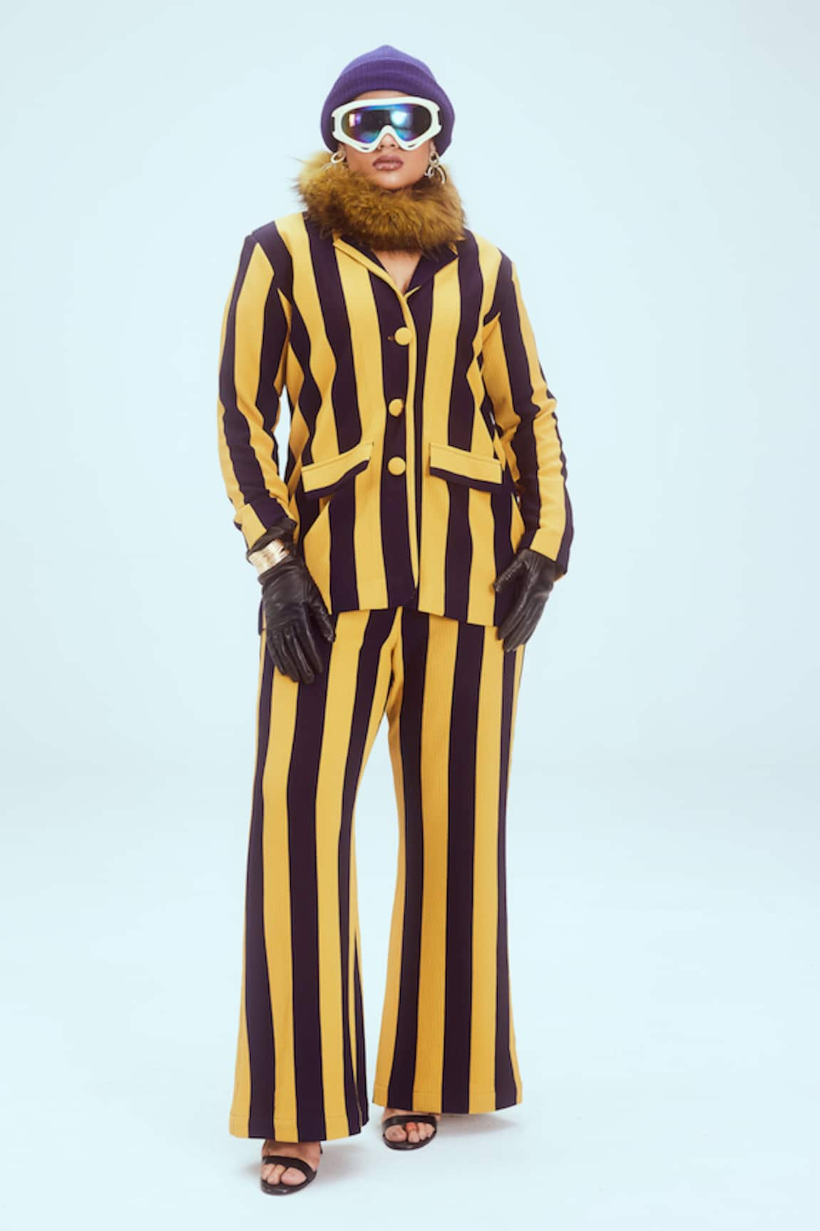 Mai Tai Stripe Pattern Knitted Jacket & Pant Set