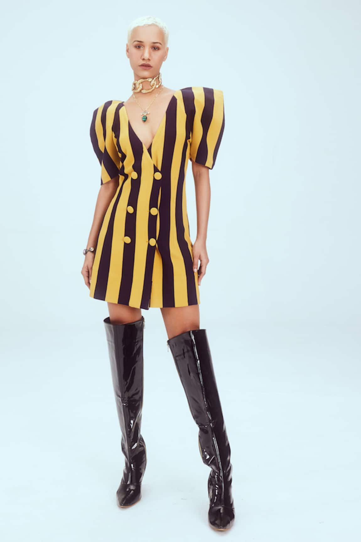 Mai Tai Stripe Pattern Blazer Dress