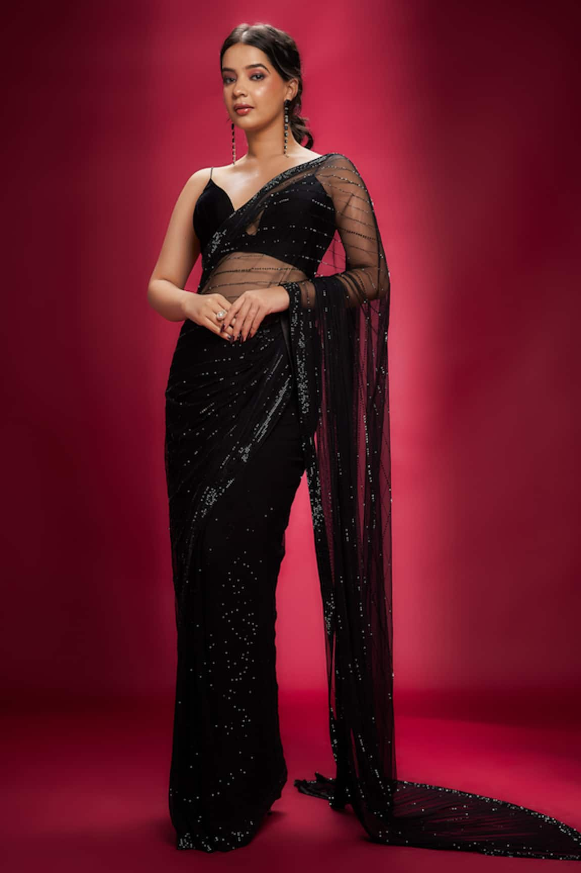 Ranbir Mukherjee Calcutta Stone Embellished Saree With Bralette