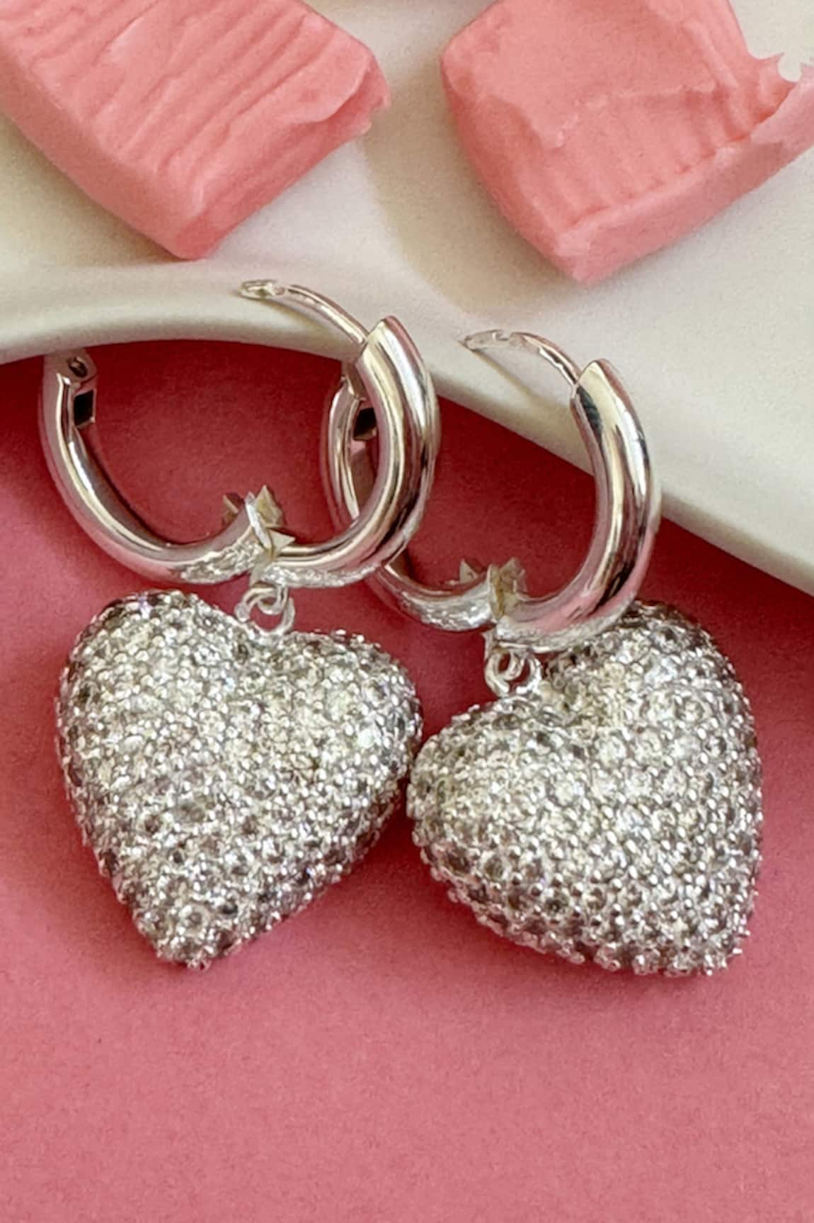 MNSH Diamond Dangling Heart Hoops