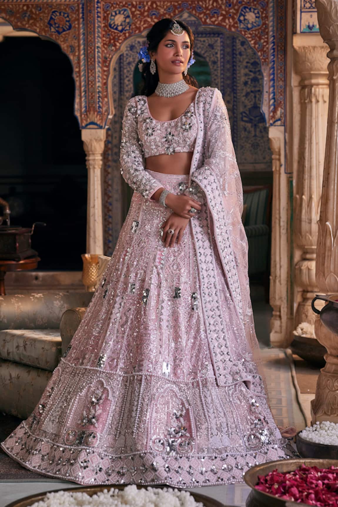The Royaleum Bahaar Gunj 3D Floral Embroidered Bridal Lehenga Set