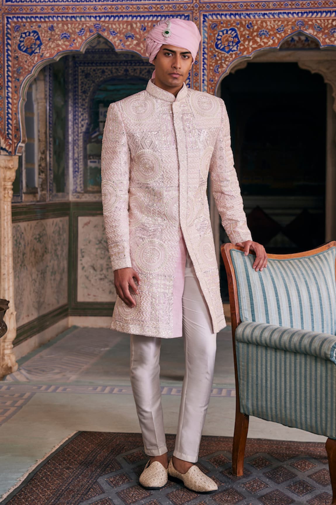 The Royaleum Silk Embellished Sherwani & Pant Set