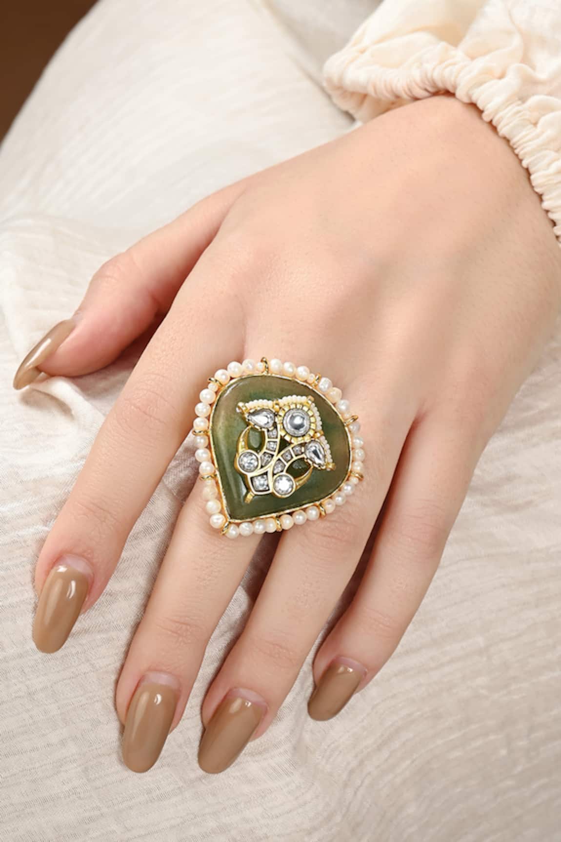 Joules by Radhika Pearls & Stone Embellished Ring 