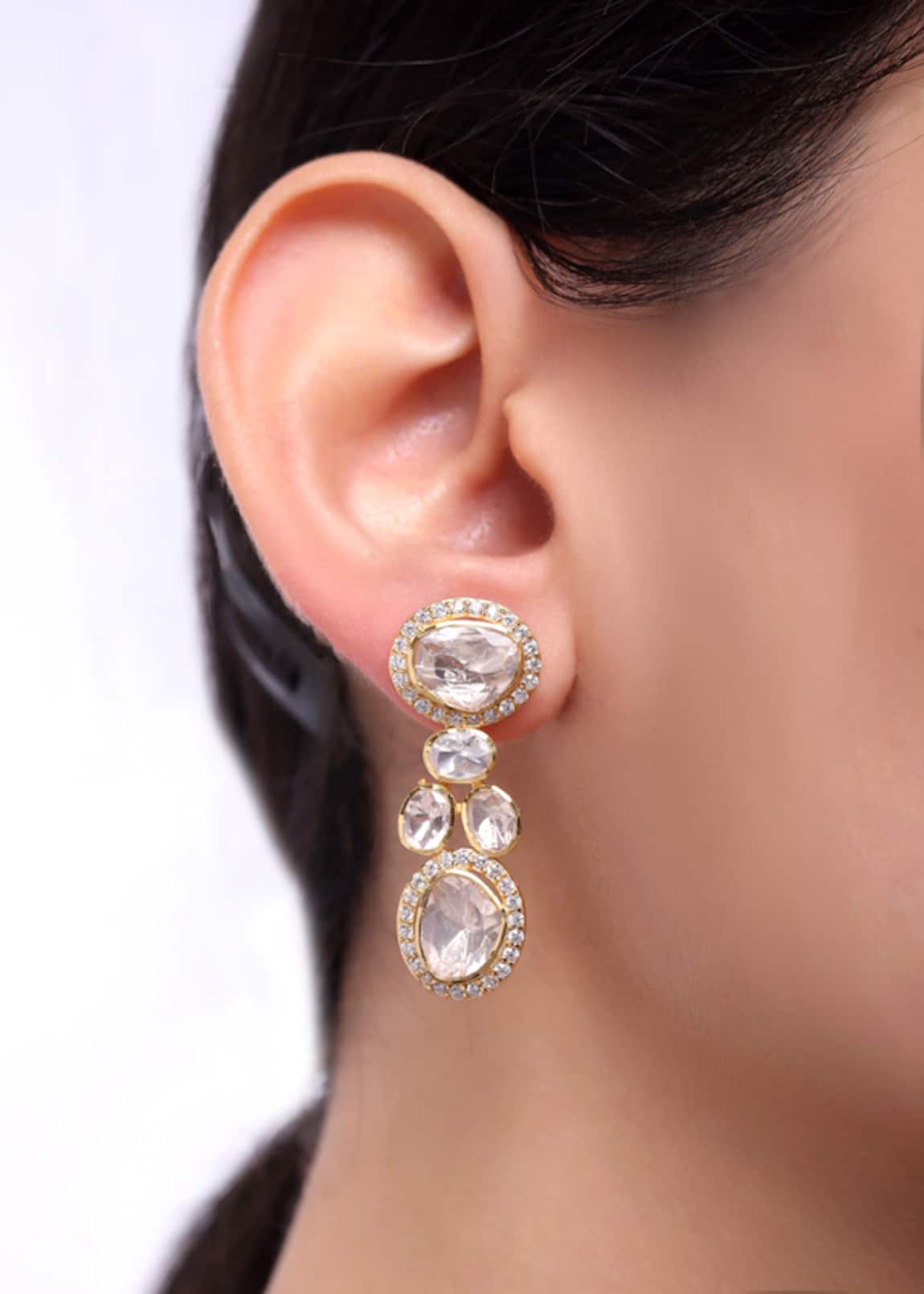Sica Jewellery Dew Drop Moissanite Polki Danglers