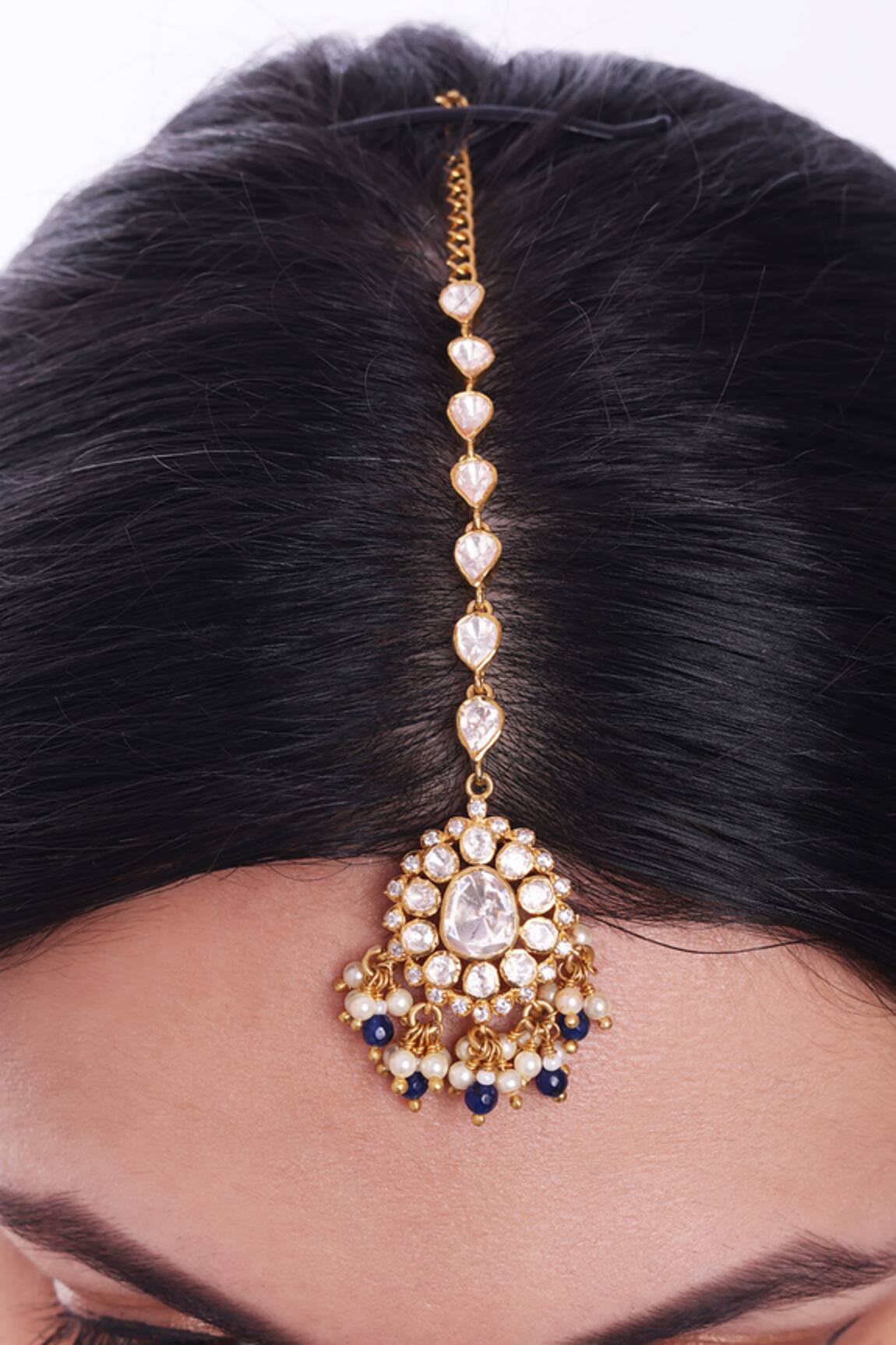 Sica Jewellery Crescent Bloom Polki Embellished Maangtikka 