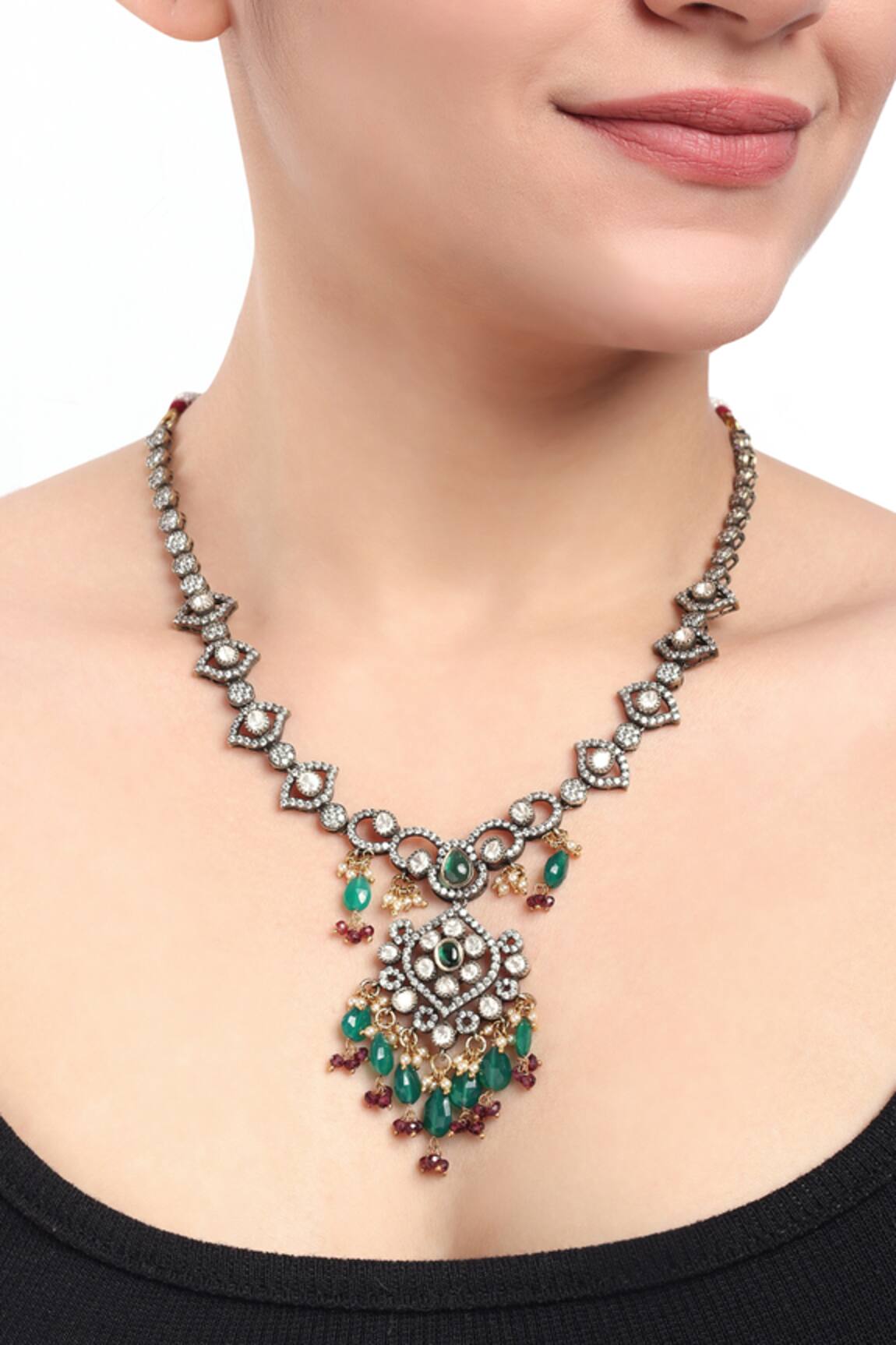 Sica Jewellery Flora Eyelet Embellished Long Necklace 