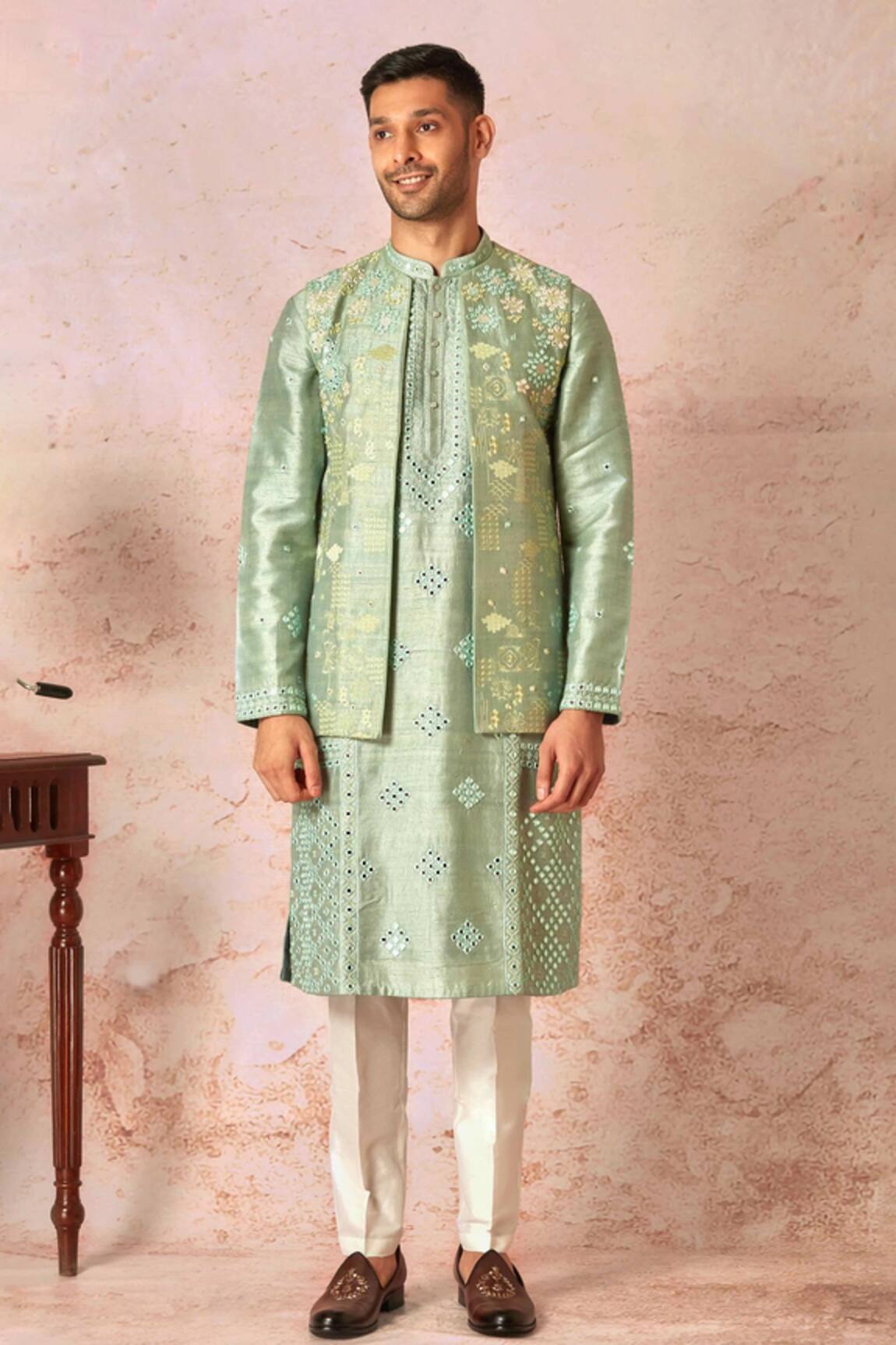 Asuka Floral Embroidered Bundi Kurta Set