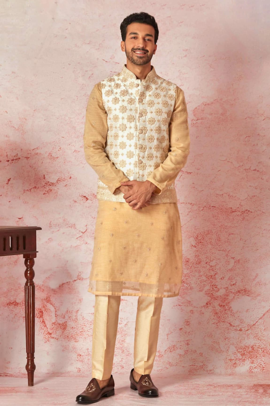 Asuka Floret Embroidered Bundi Kurta Set