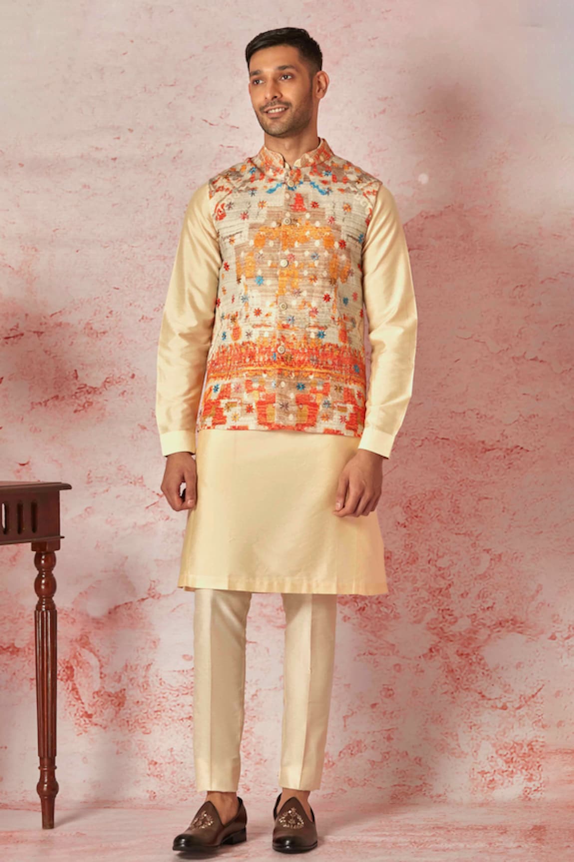 Asuka Resham Embroidered Bundi Kurta Set