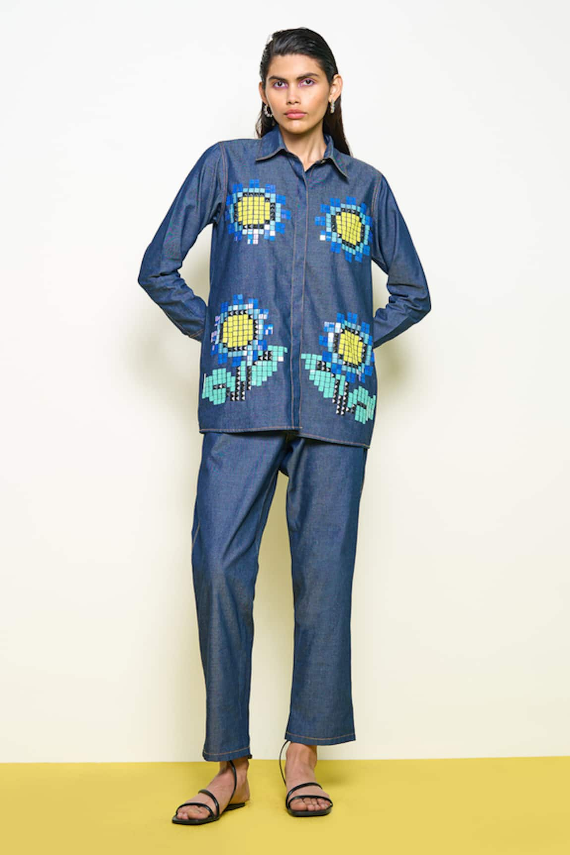 Pooja Rajgarhia Gupta Sunflower Hand Embroidered Shirt