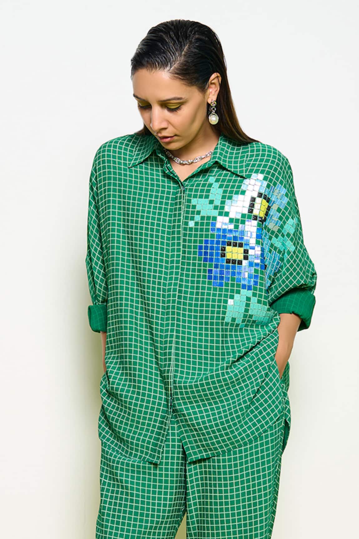 Pooja Rajgarhia Gupta Placement Hand Embroidered Shirt