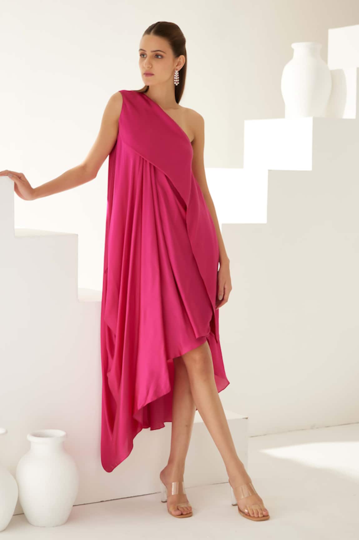 Wear Jaja High-Low Solid Draped Dress 