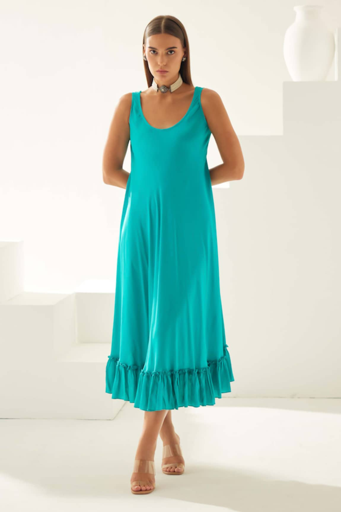 Wear JaJa Round Neck Sleeveless Midi Dress