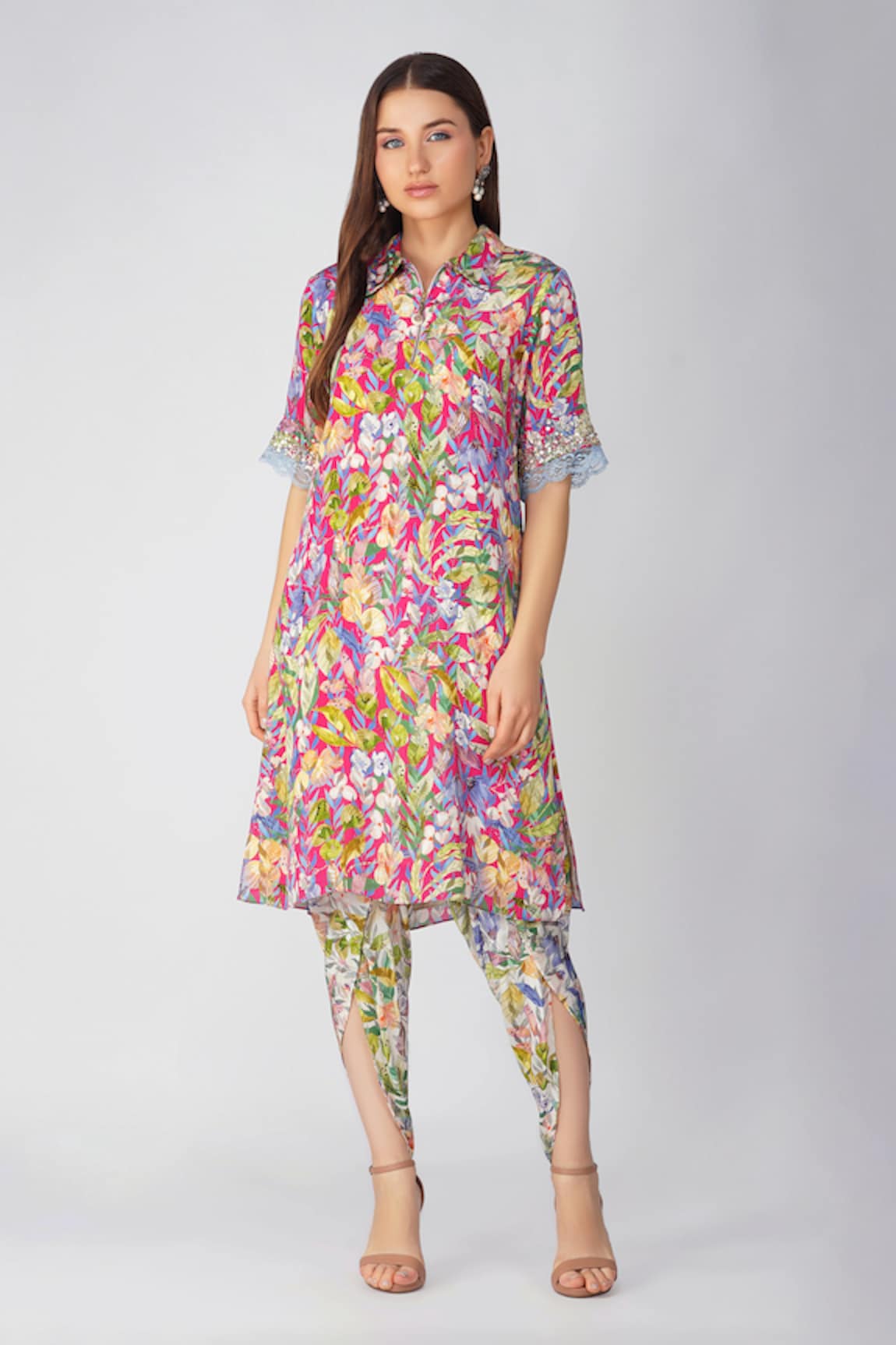 Devyani Mehrotra Leaf Print Tunic & Tulip Pant Set