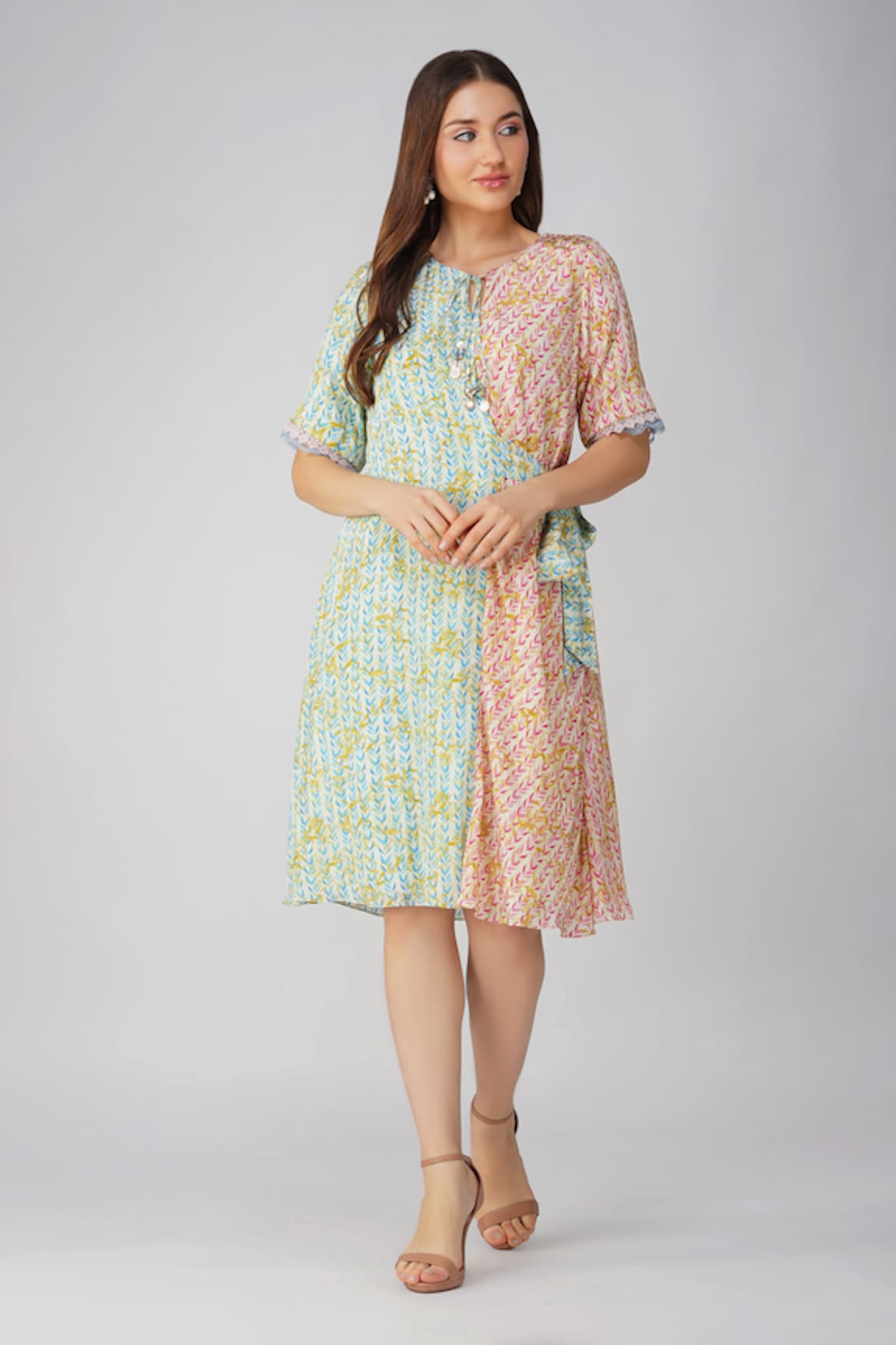 Devyani Mehrotra Leaf Print Wrap Dress