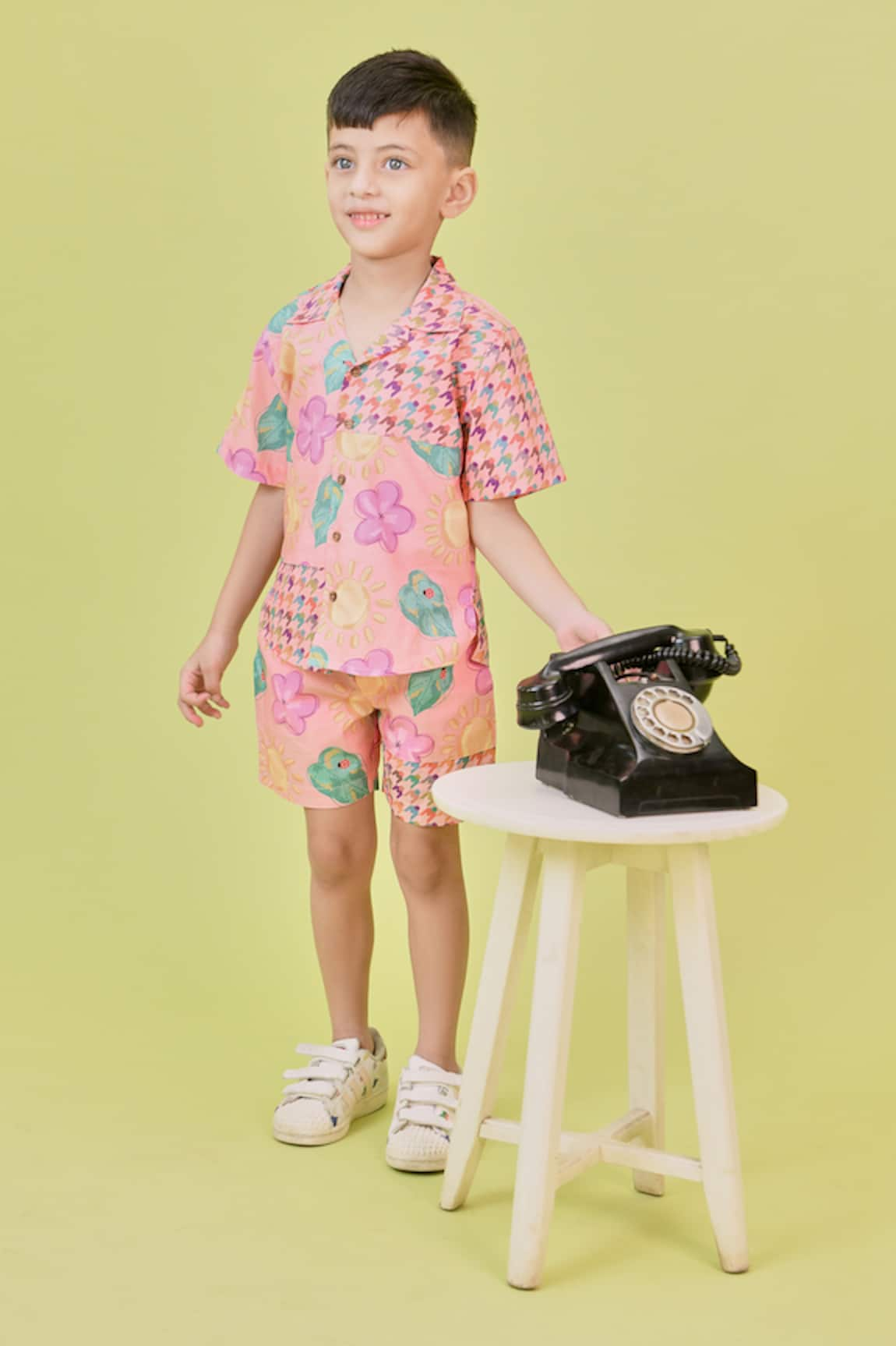 Little Shiro Blocks Floral Blossom Print Shirt With Shorts