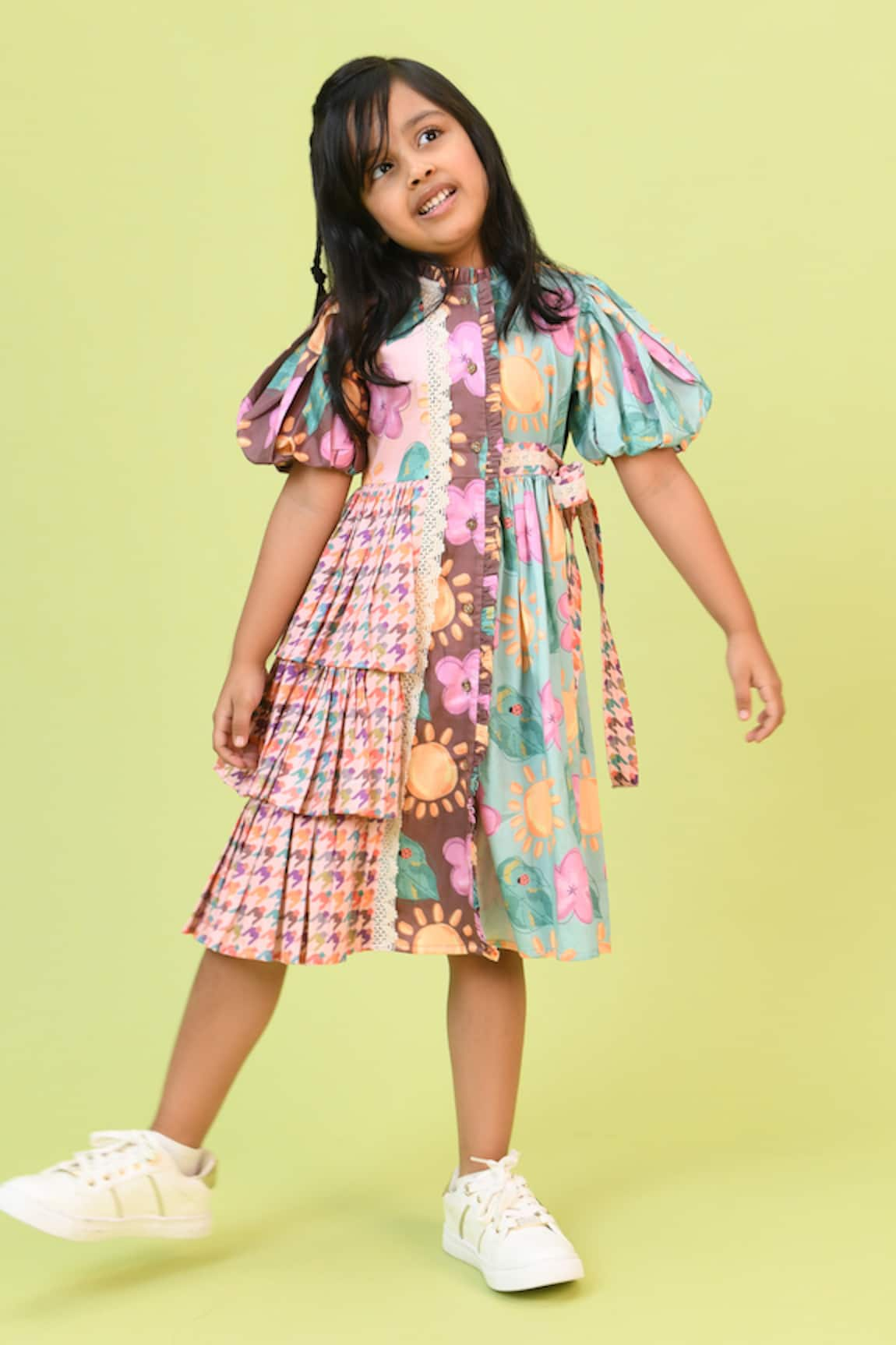 Little Shiro The Annabelle Printed Placed Ruffle Dress