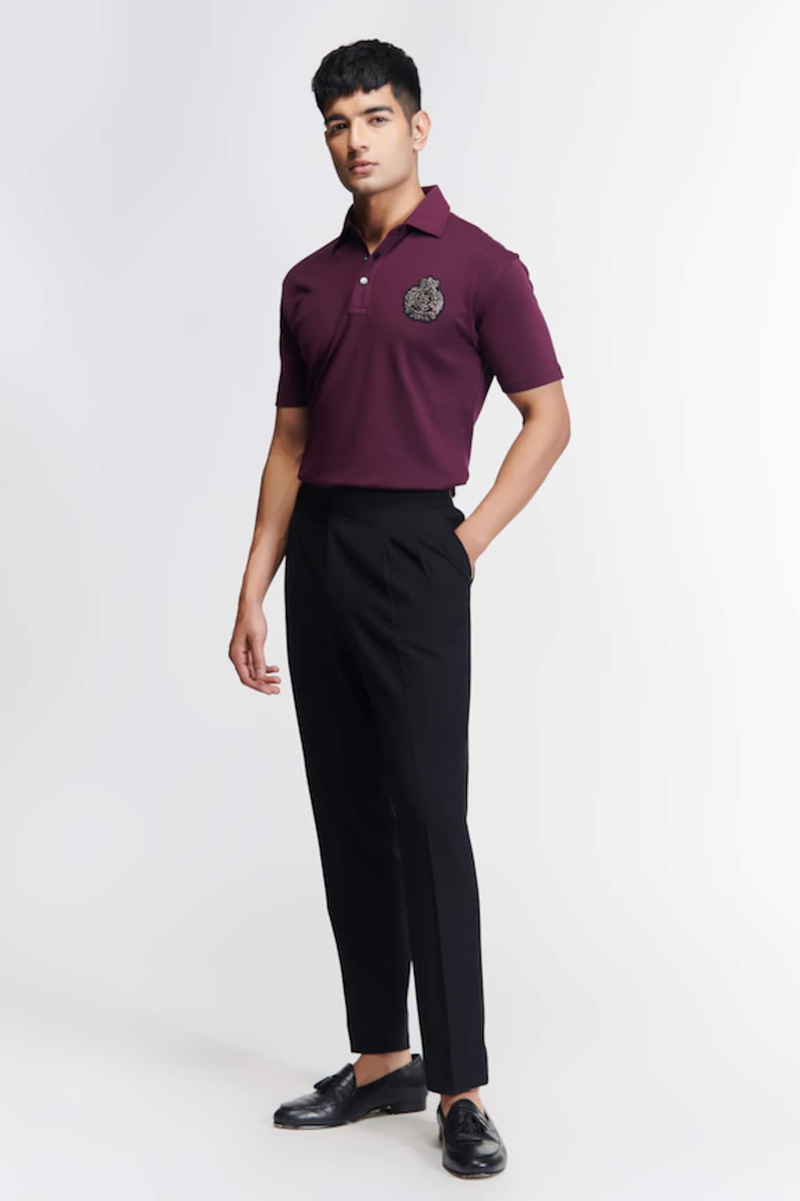 S&N by Shantnu Nikhil Embroidered Crest Placement T-Shirt