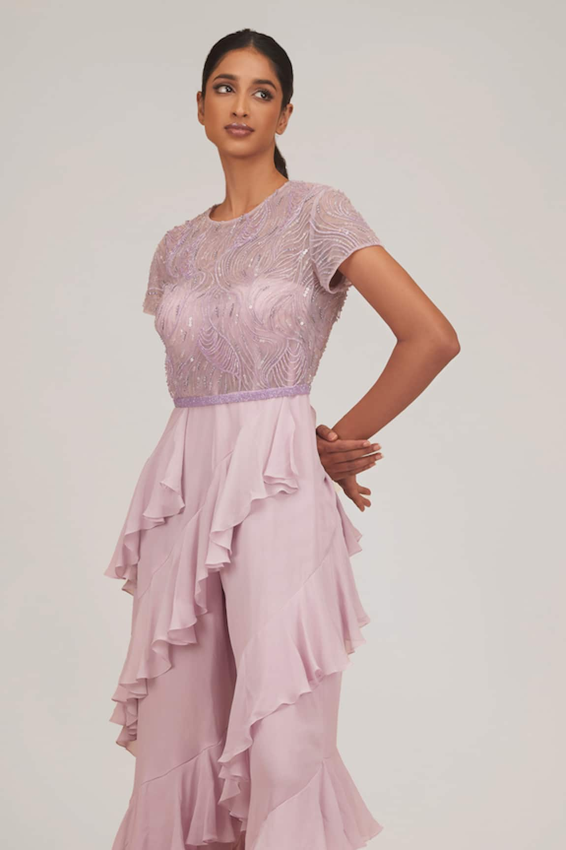 SHRIYA SOM Hand Embroidered Jumpsuit With Belt