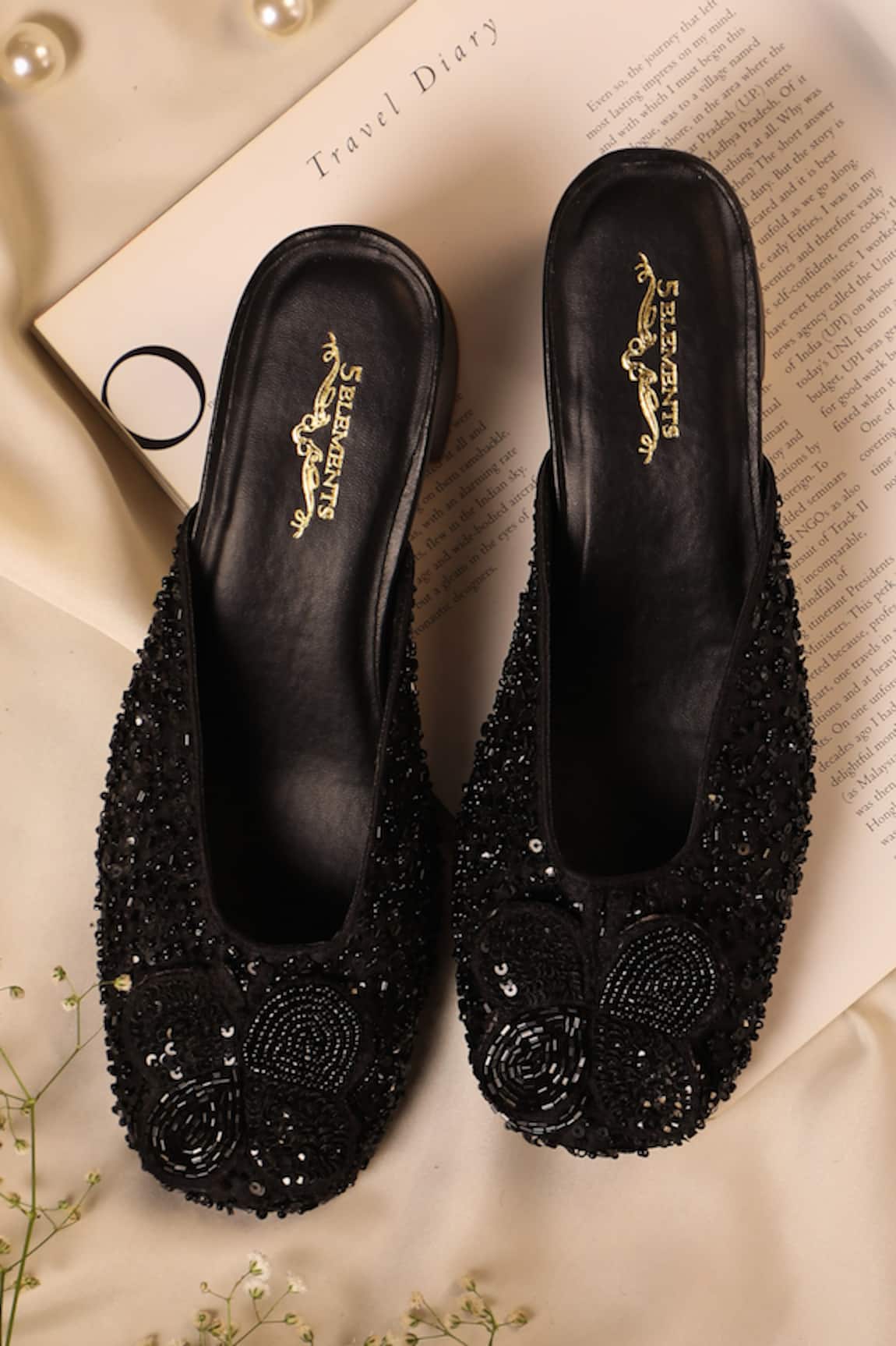 5Elements Indrani Butterfly Motif Embroidered Mules