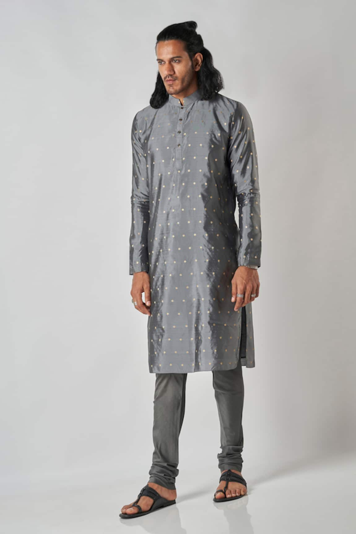 Bubber Blu Butti Woven Straight Kurta