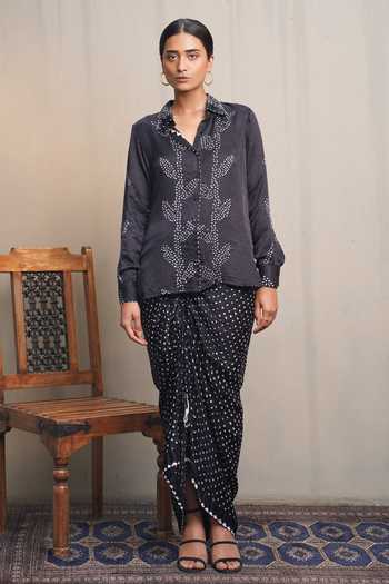 Dyelogue Hanoi Bandhej Shirt With Pull String Skirt 