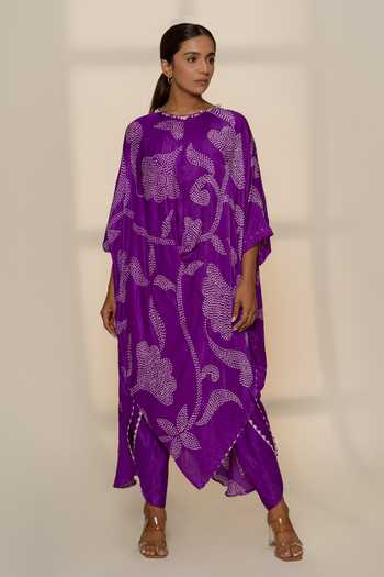 Dyelogue Ikebana Bandhani Tulip Kurta With Dhoti Pant 