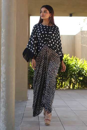 Dyelogue Bandhani Pattern Knotted Front Kaftan 