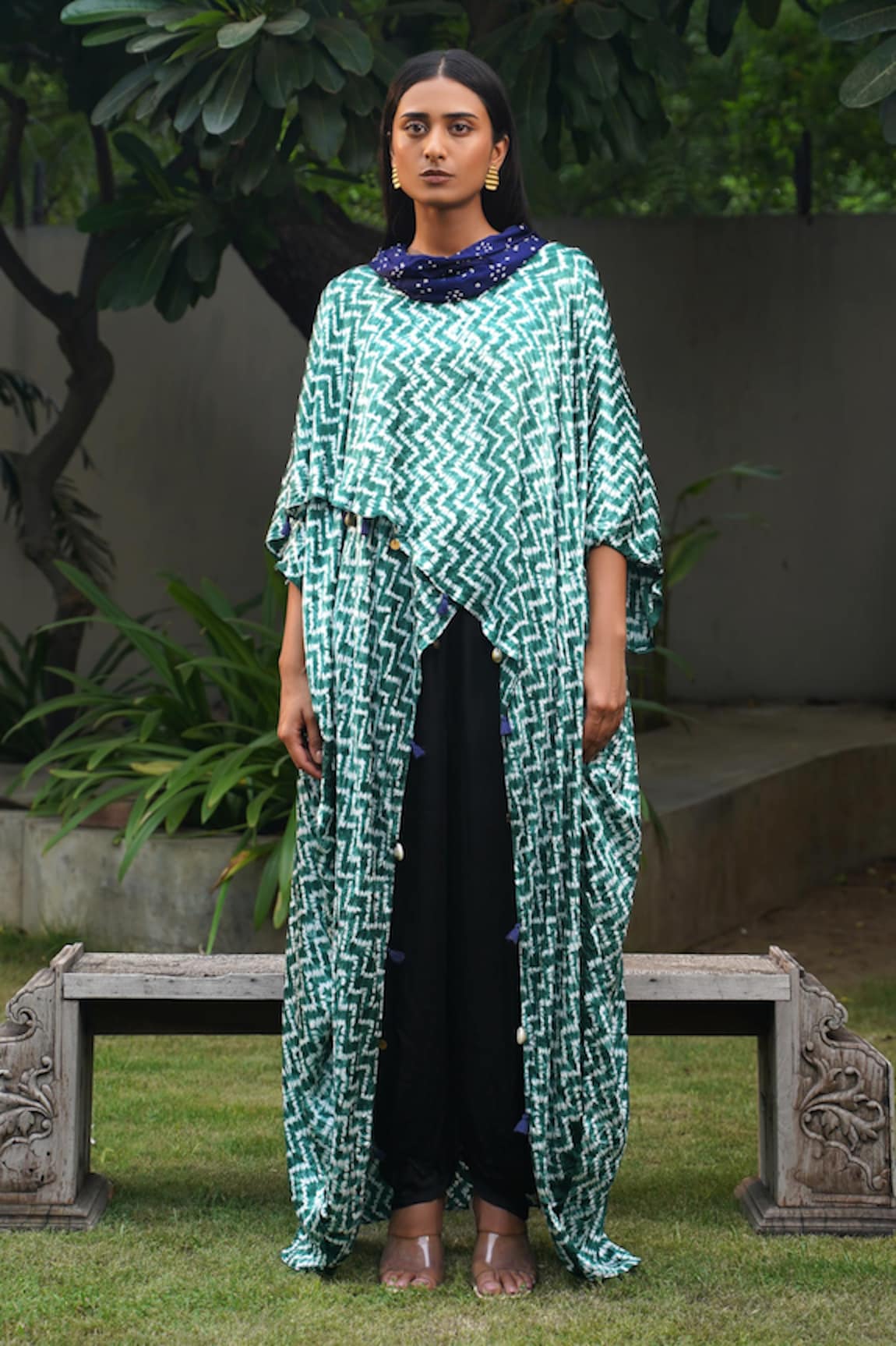 Dyelogue Zigzag Shibori Overlap Kaftan Top