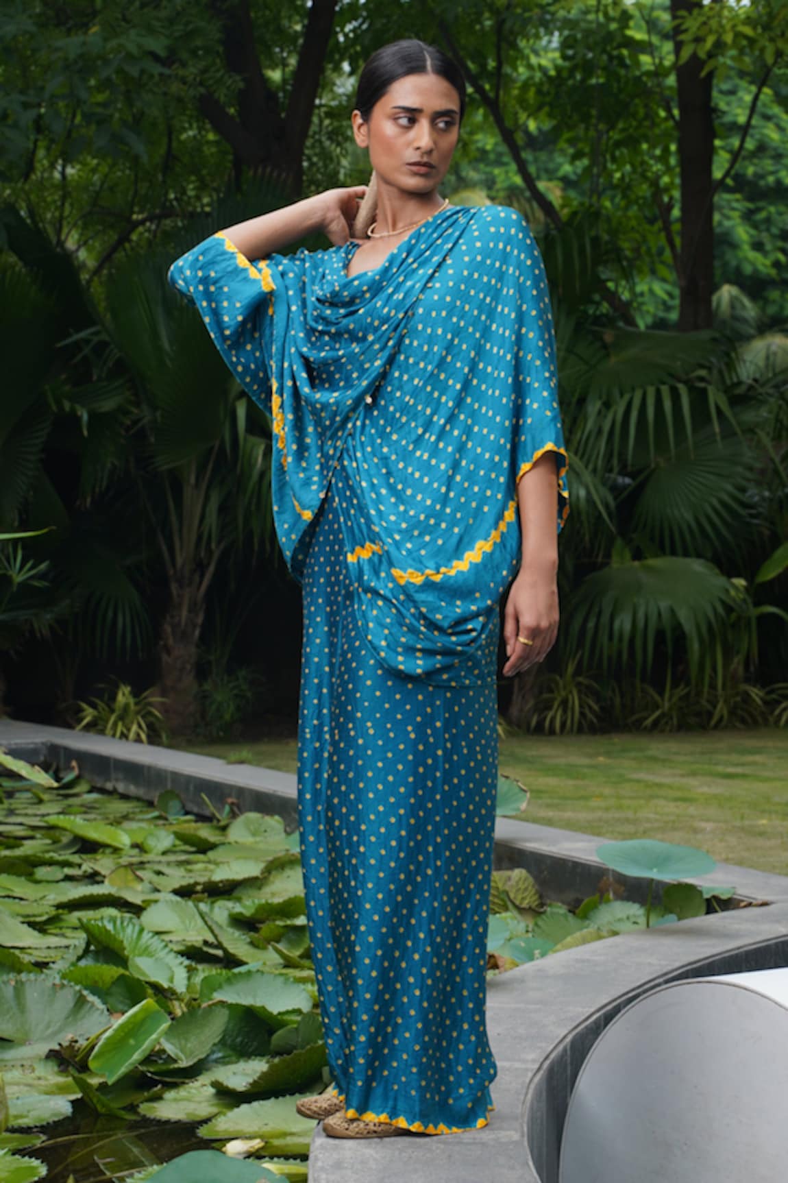 Dyelogue Anjuna Bandhani Print Twist Top & Palazzo Set