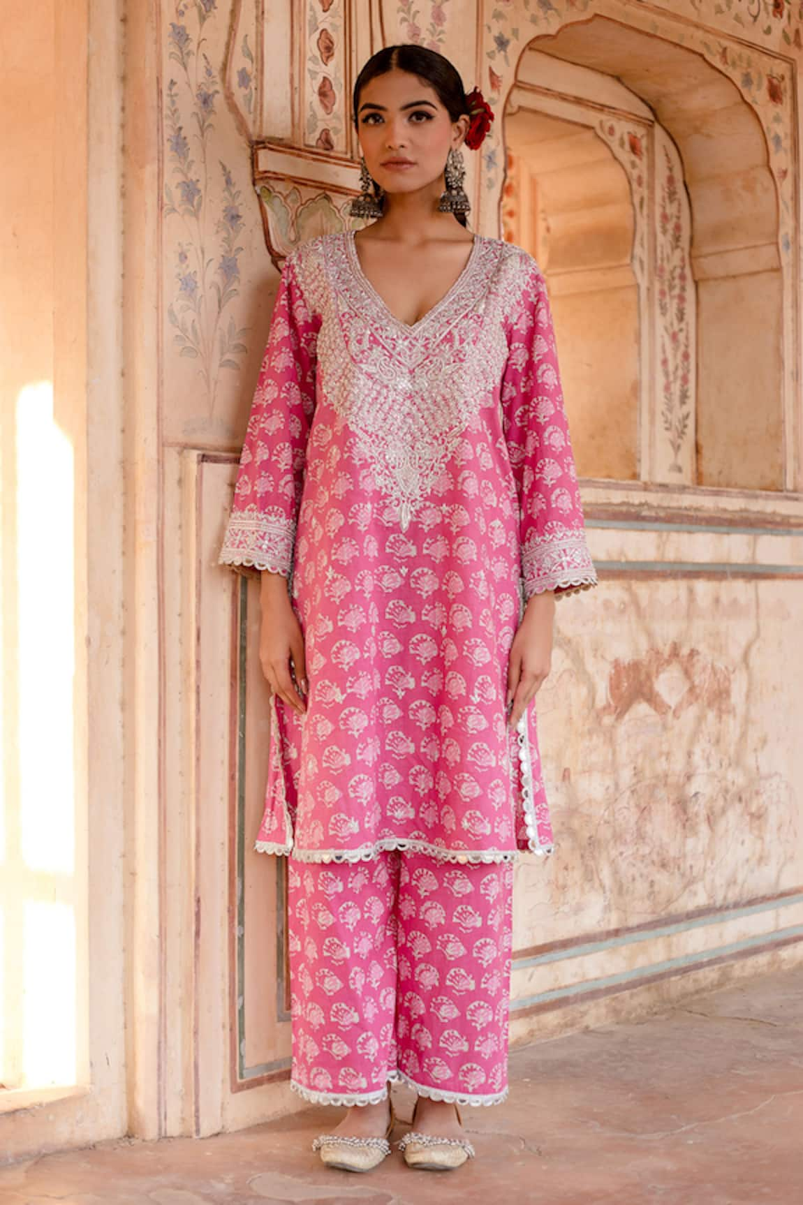 Gulabo Jaipur Noor Zardozi Work Bahar Print Kurta With Pant