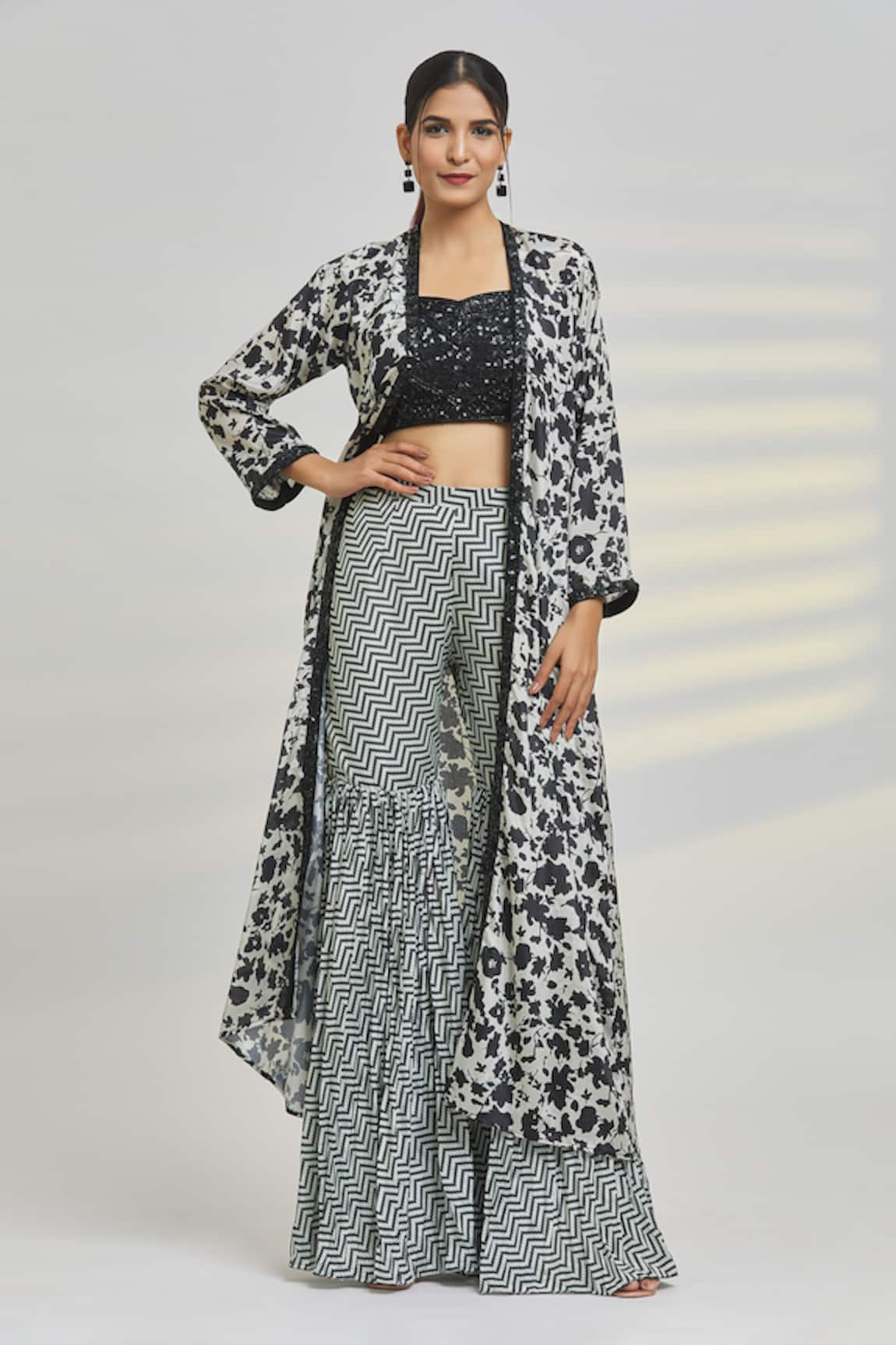 Samyukta Singhania Abstract Print Jacket Sharara Set