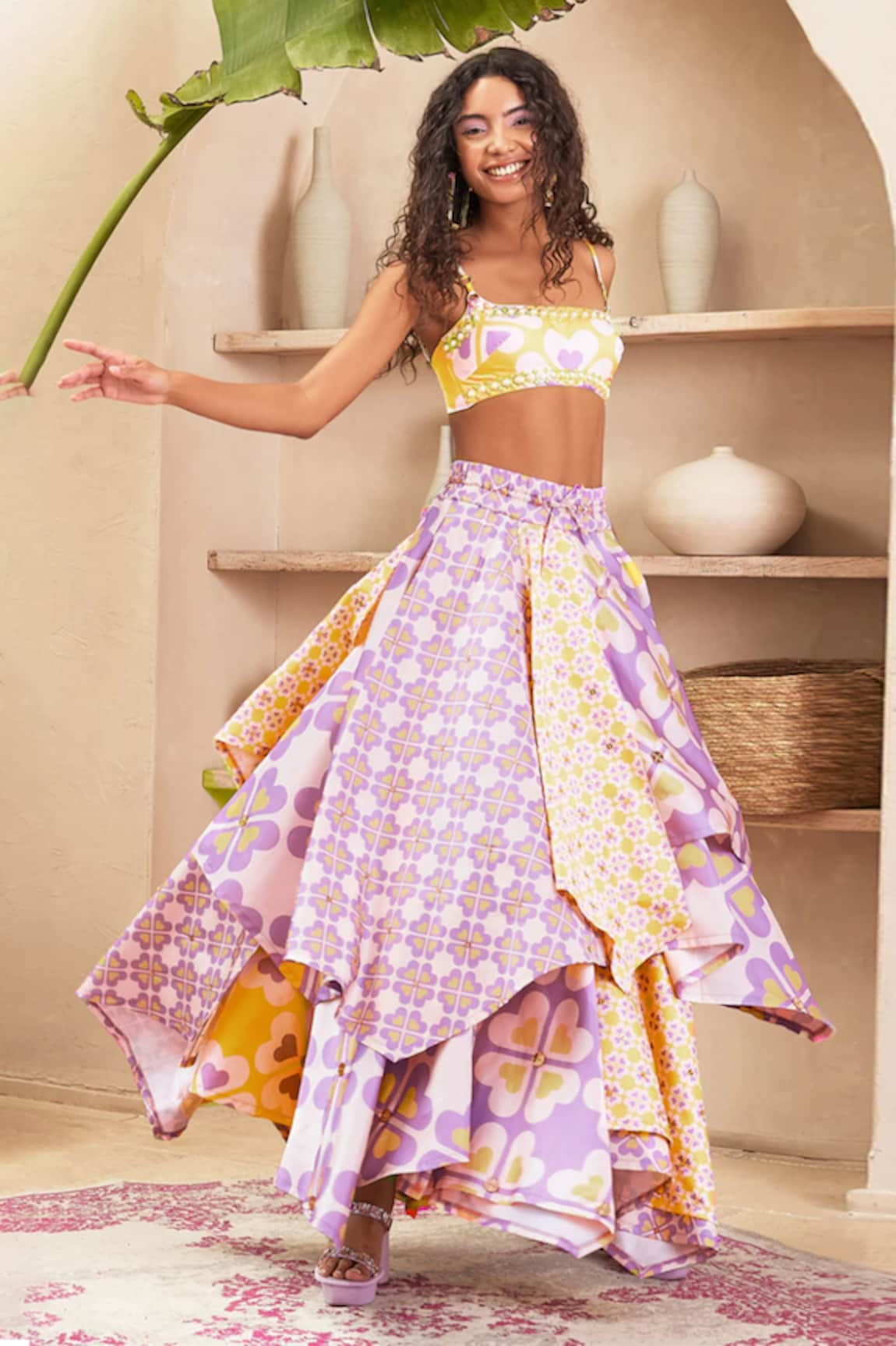 Papa Don't Preach Pret Euthalia Asymmetric Panelled Lehenga With Blouse