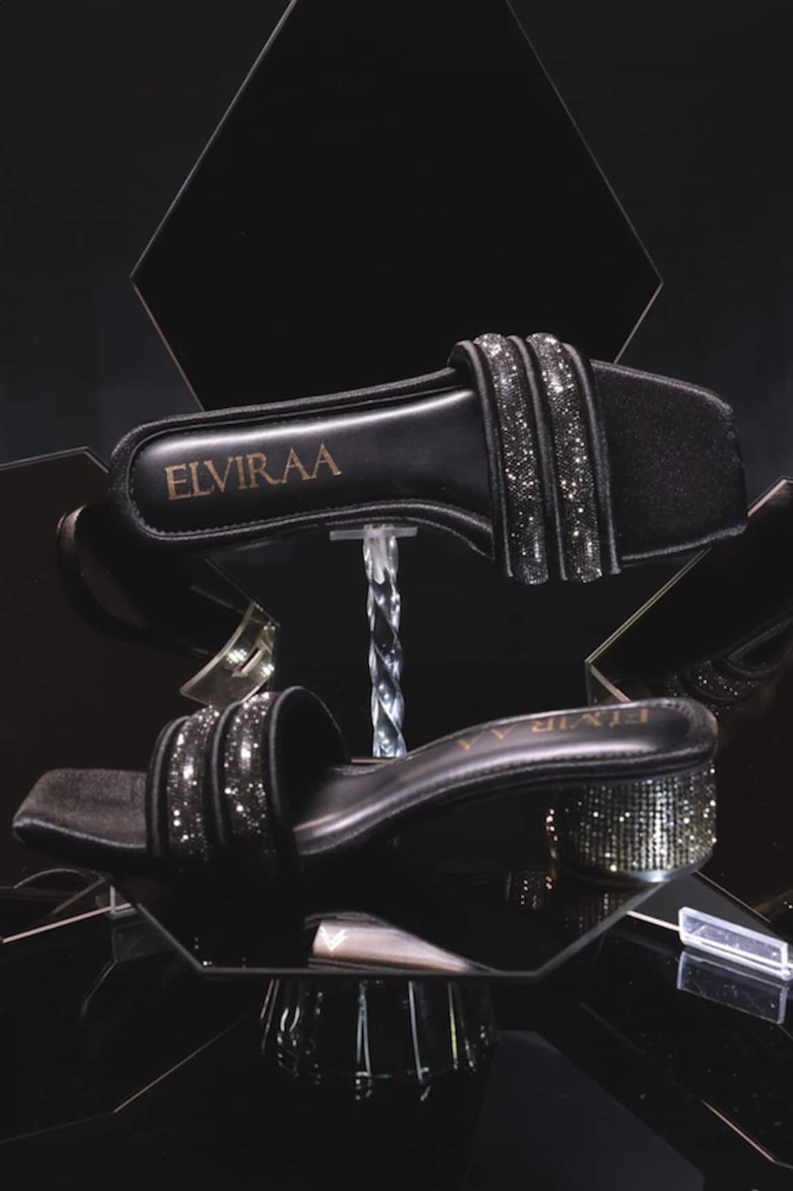 Elviraa By Pranali A Oswal Puffy Strap Embellished Heels