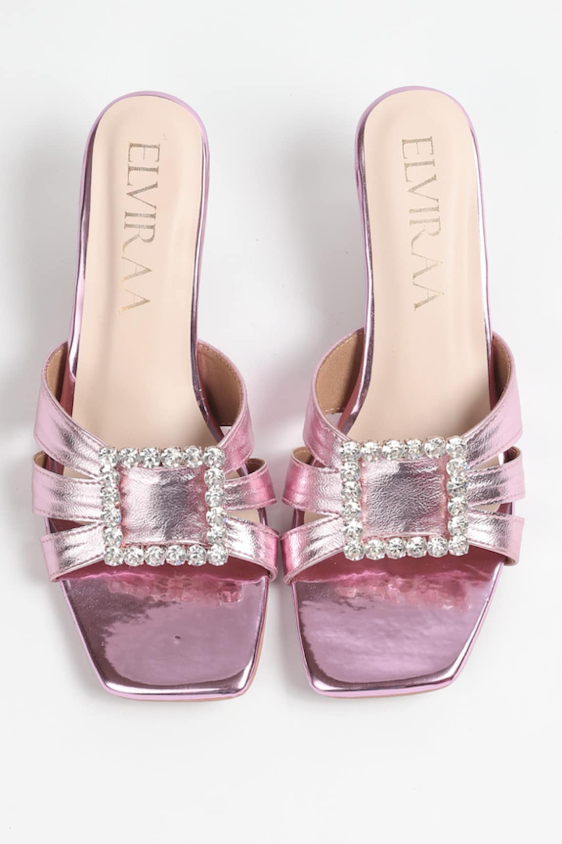 Elviraa By Pranali A Oswal Stone Embellished Buckle Heels