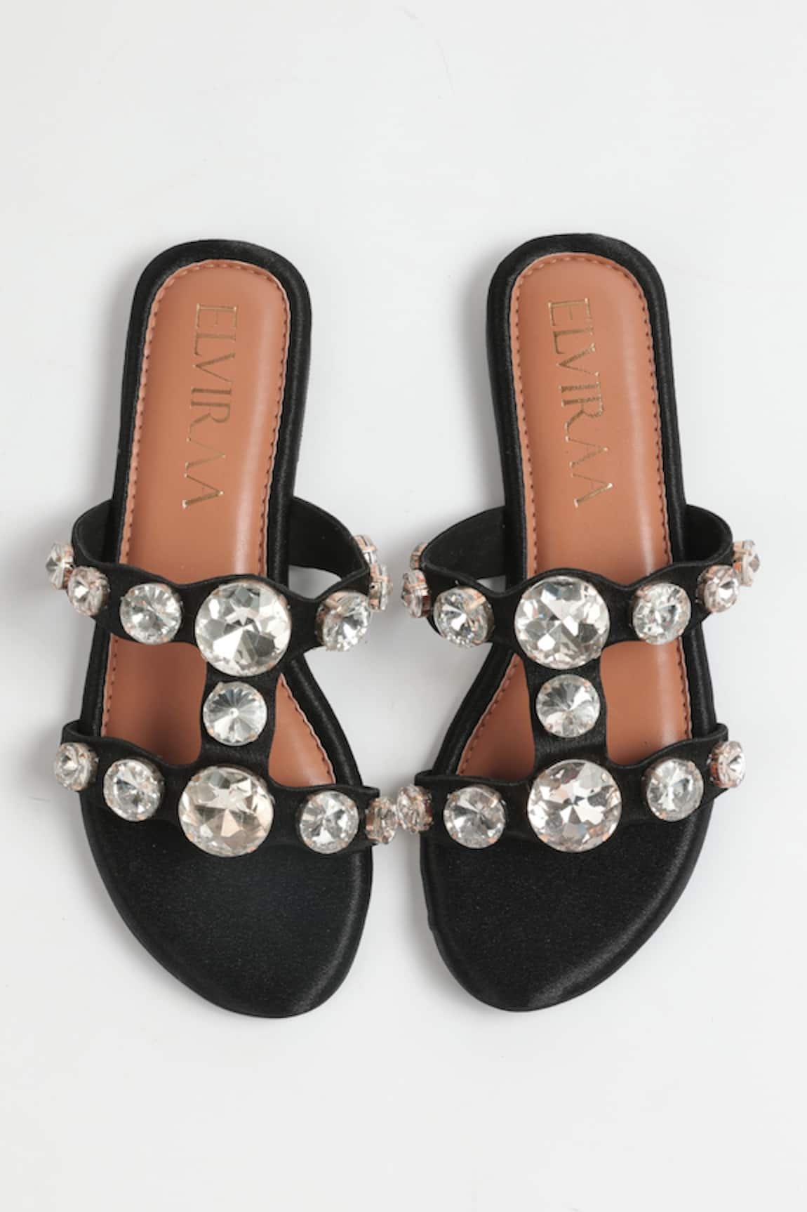 Elviraa By Pranali A Oswal Stone Embellished Strap Flats