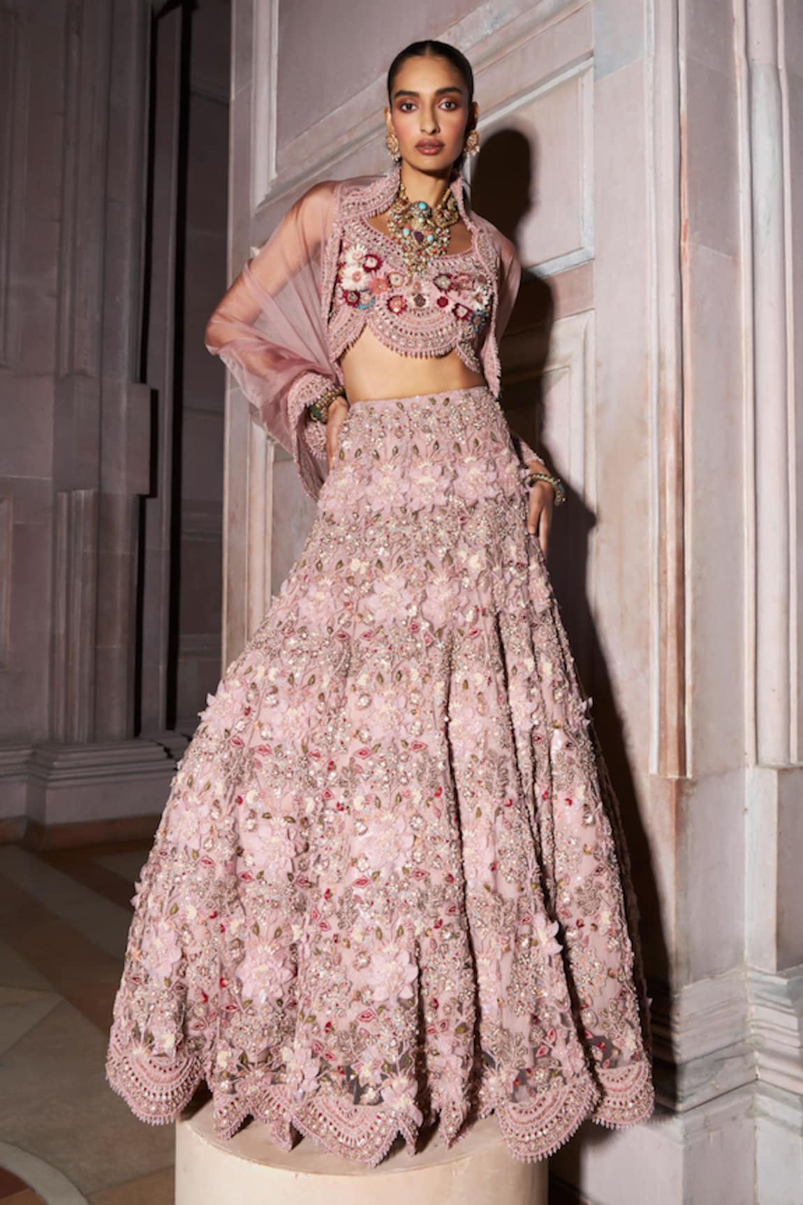 Ridhima Bhasin Anaya Floral Applique Embellished Bridal Lehenga Set