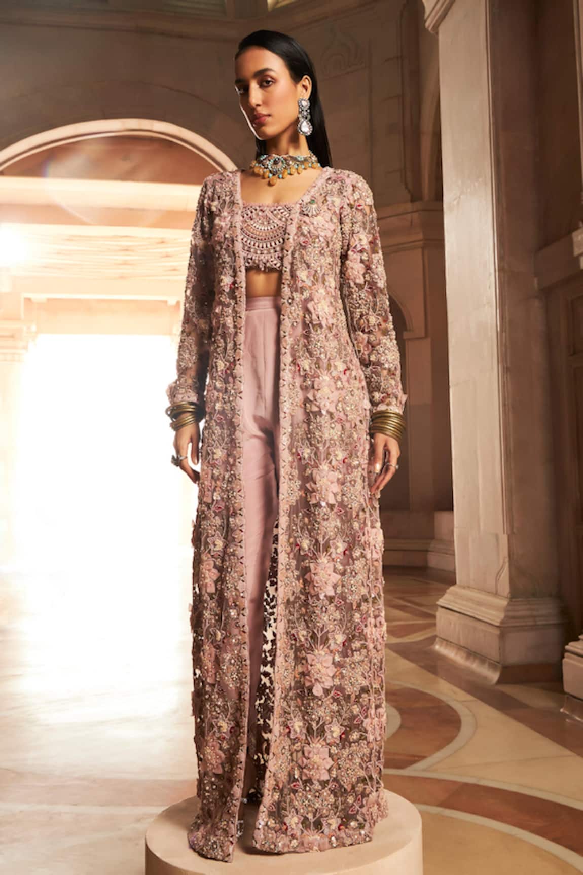 Ridhima Bhasin Rabia 3D Floral Embellished Jacket Pant Set
