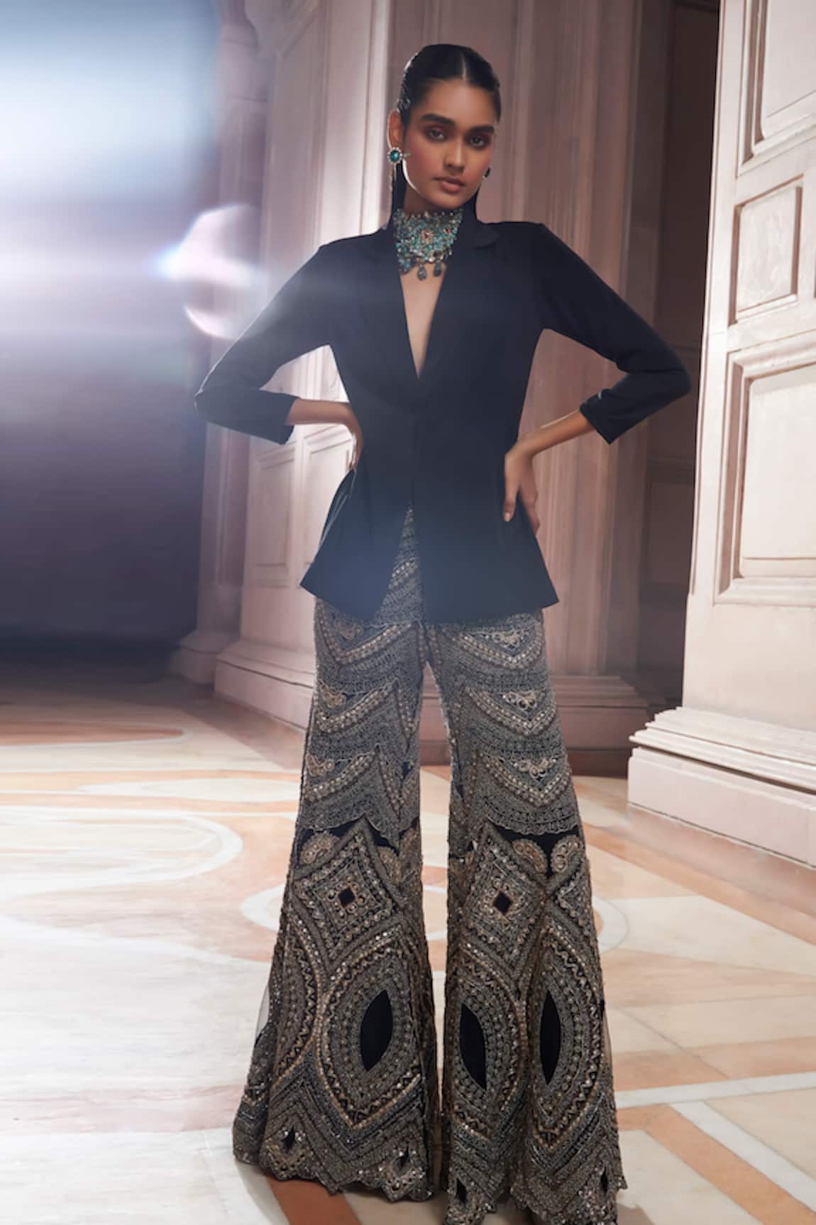 Ridhima Bhasin Soraya Tailored Blazer & Embellished Palazzo Set