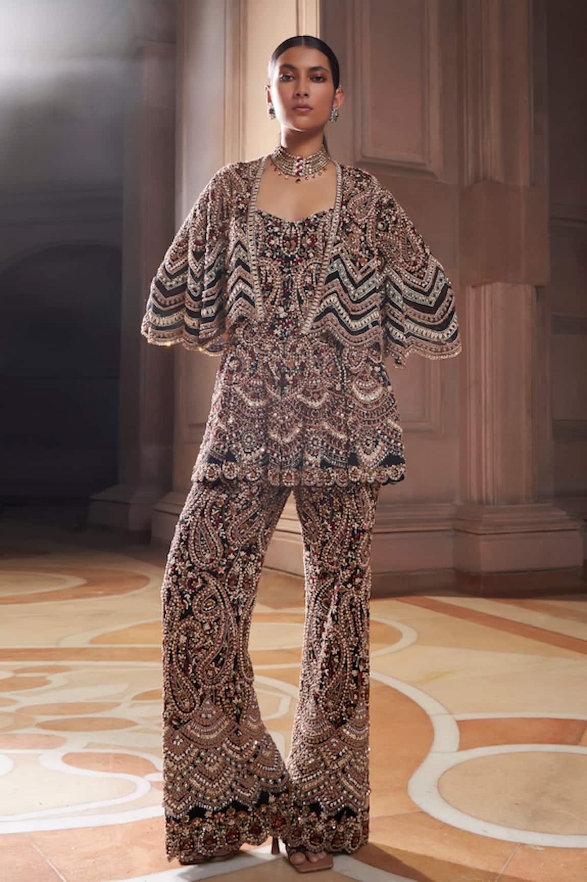 Ridhima Bhasin Maysa Embellished Cape Flared Pant Set