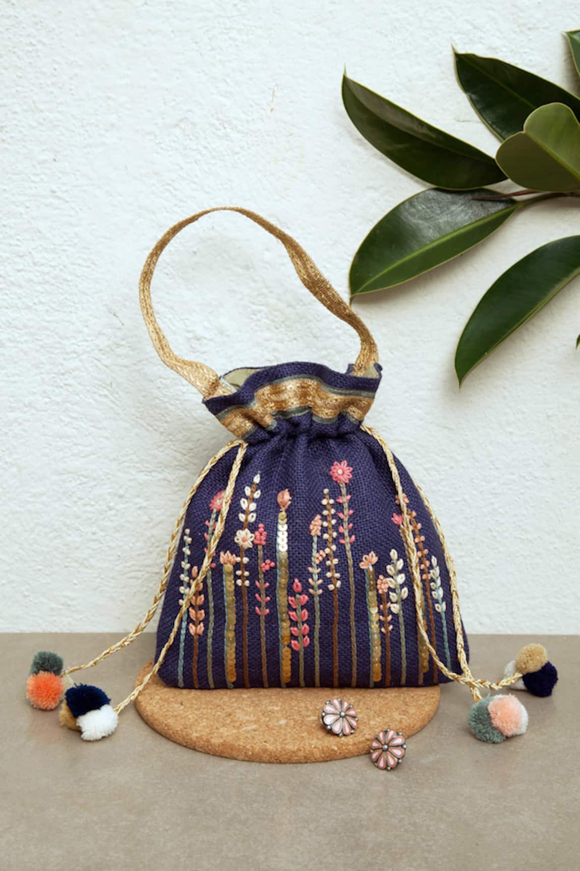DHAAGA LIFE Floral Embroidered Country Potli Bag