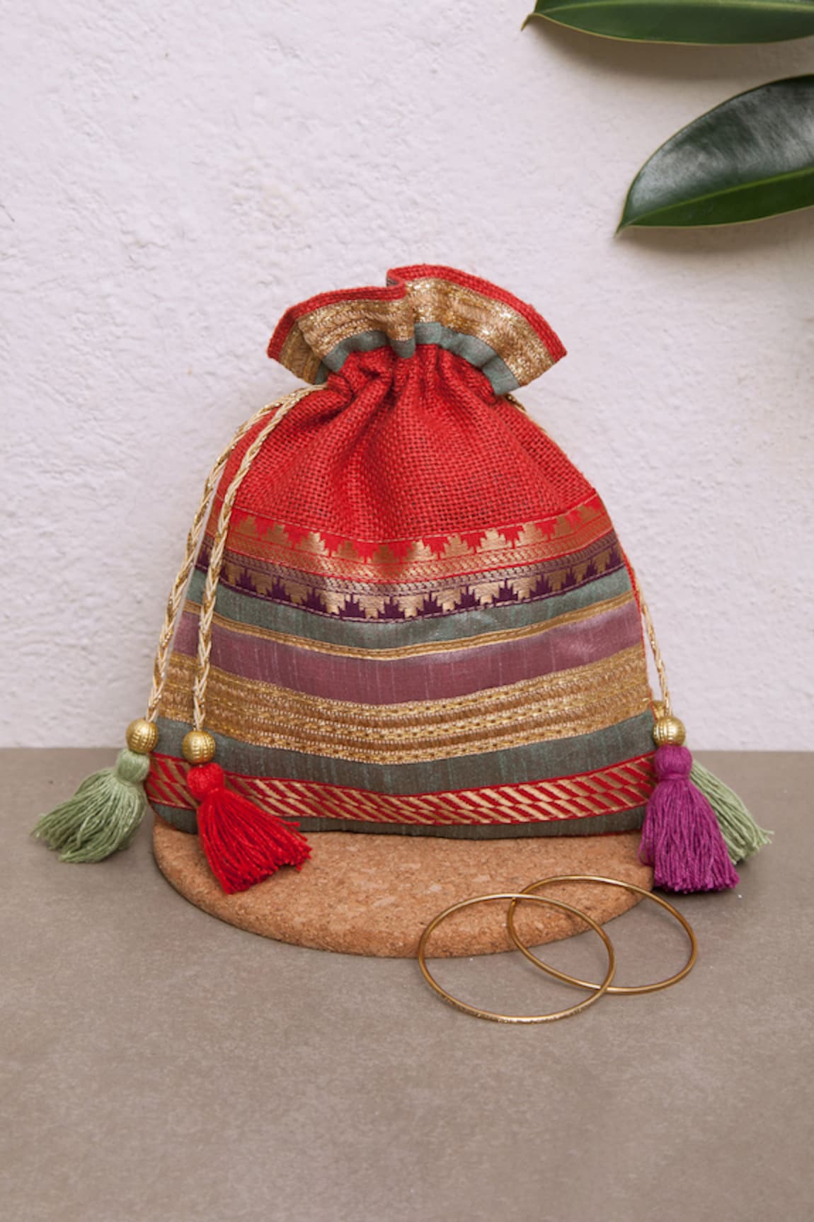 DHAAGA LIFE Royal Embroidered Potli Bag