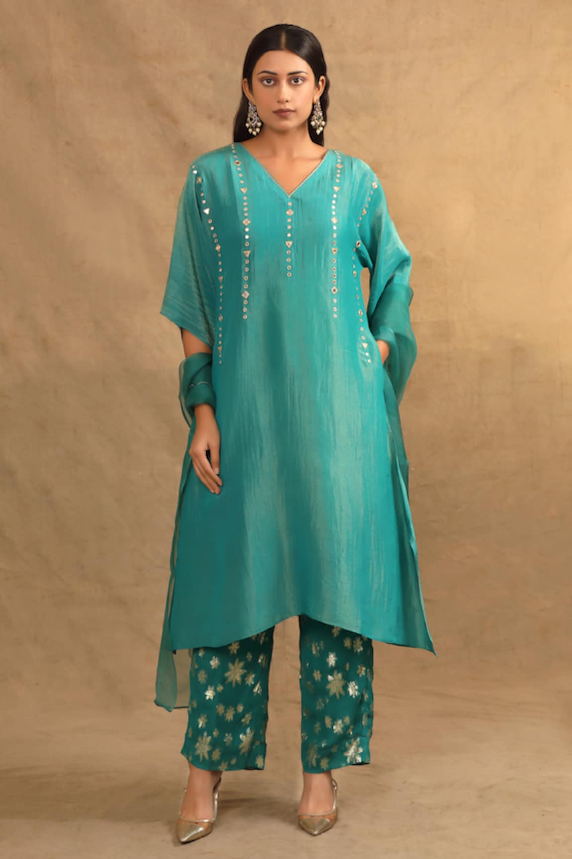 Trendy tokari Mirror Placement Embroidered Kurta Pant Set