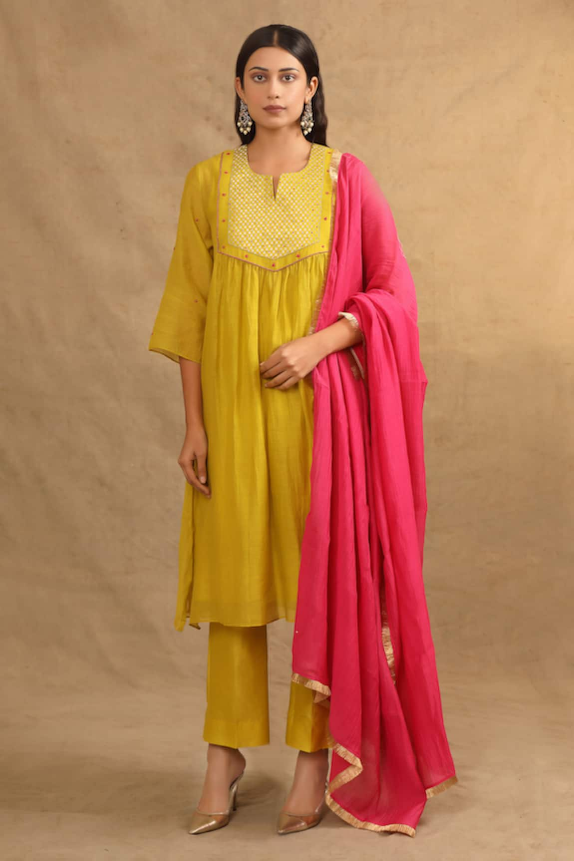 Trendy tokari Silk Chanderi Resham Work Kurta Set