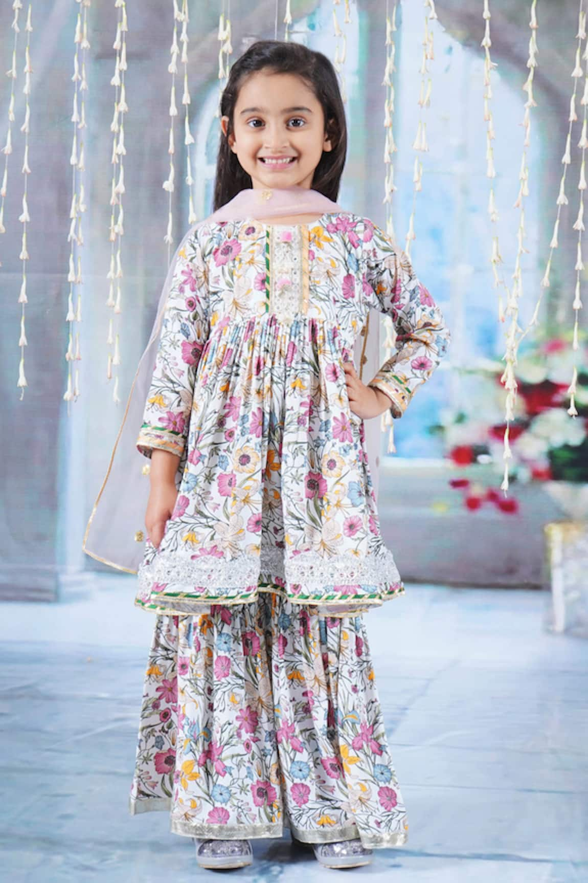 Little Bansi Bahar Print Kurta Sharara Set