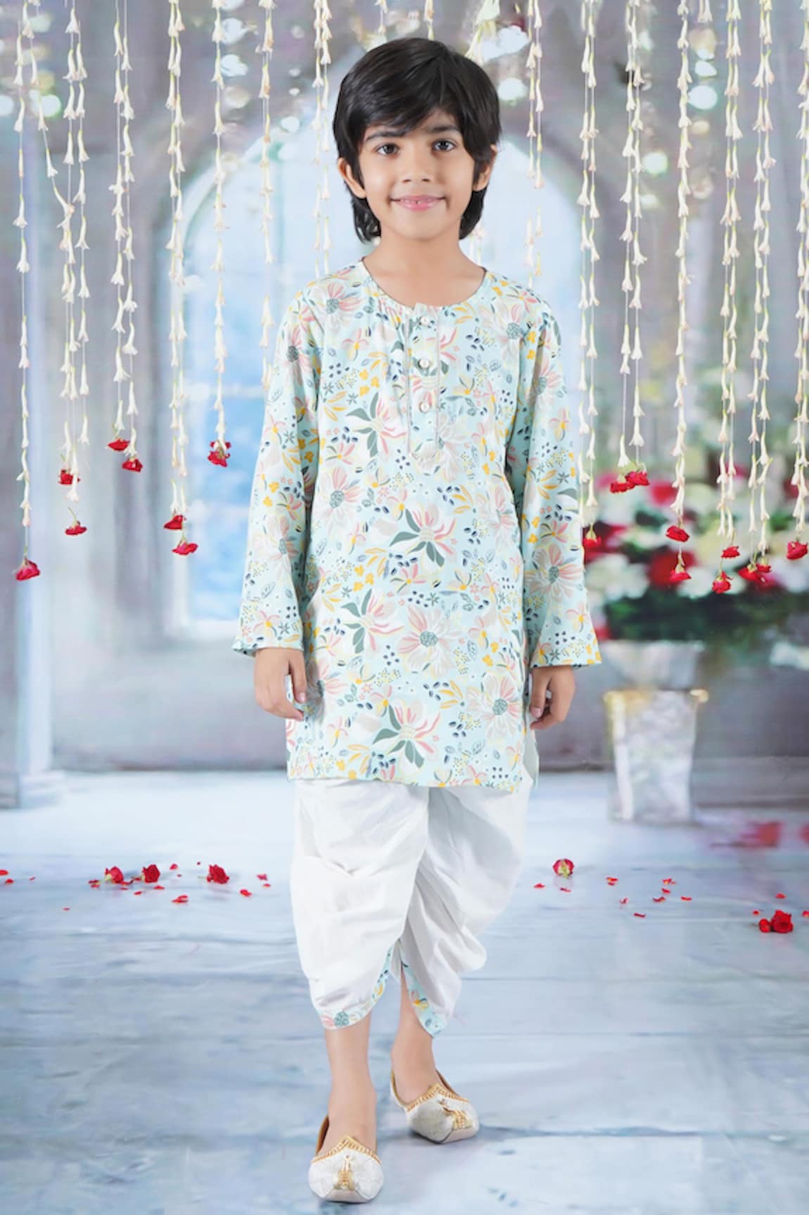 Little Bansi Ambrosia Print Kurta With Dhoti