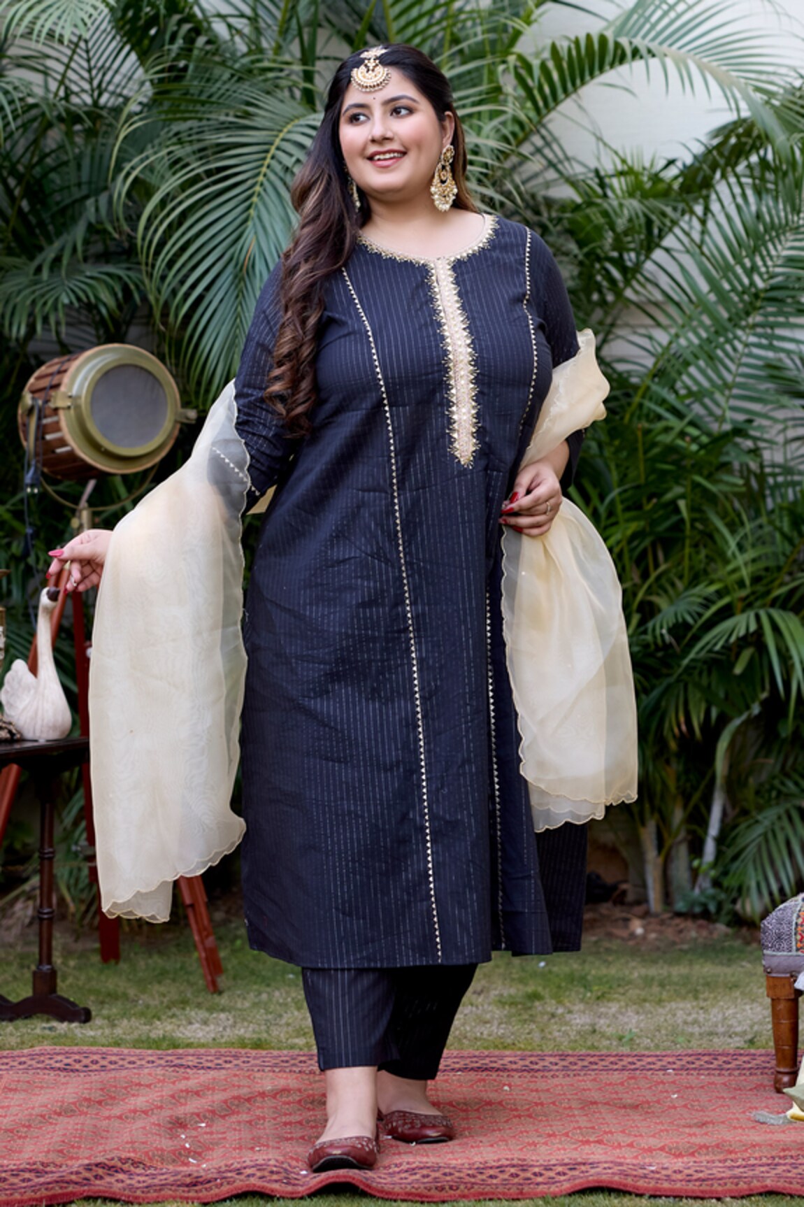 Ruchira Nangalia Neck Embellished Kalidar Kurta Set